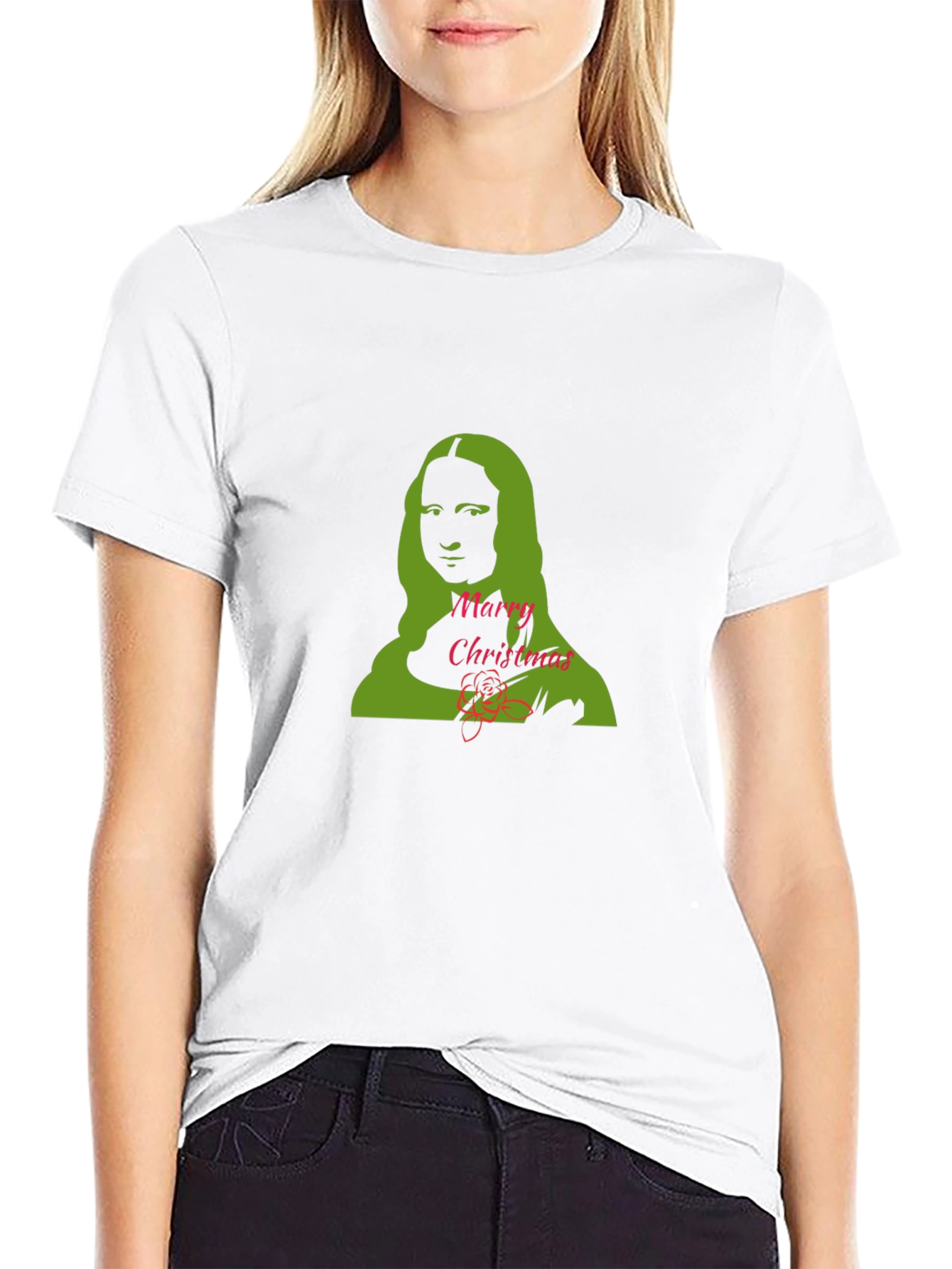 Mona Lisa Merry Christmas Graphic Tee