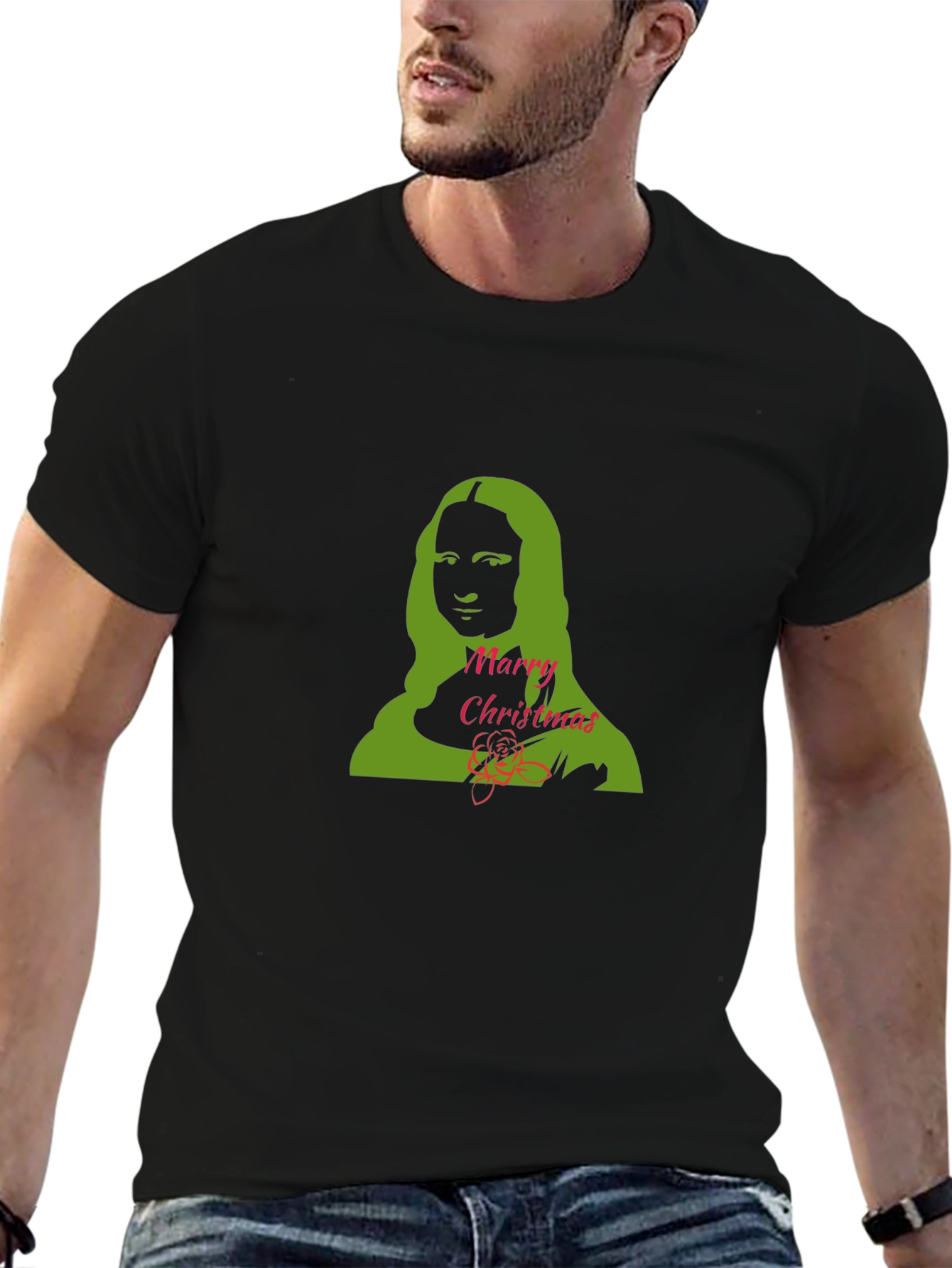 Mona Lisa Merry Christmas Graphic Tee