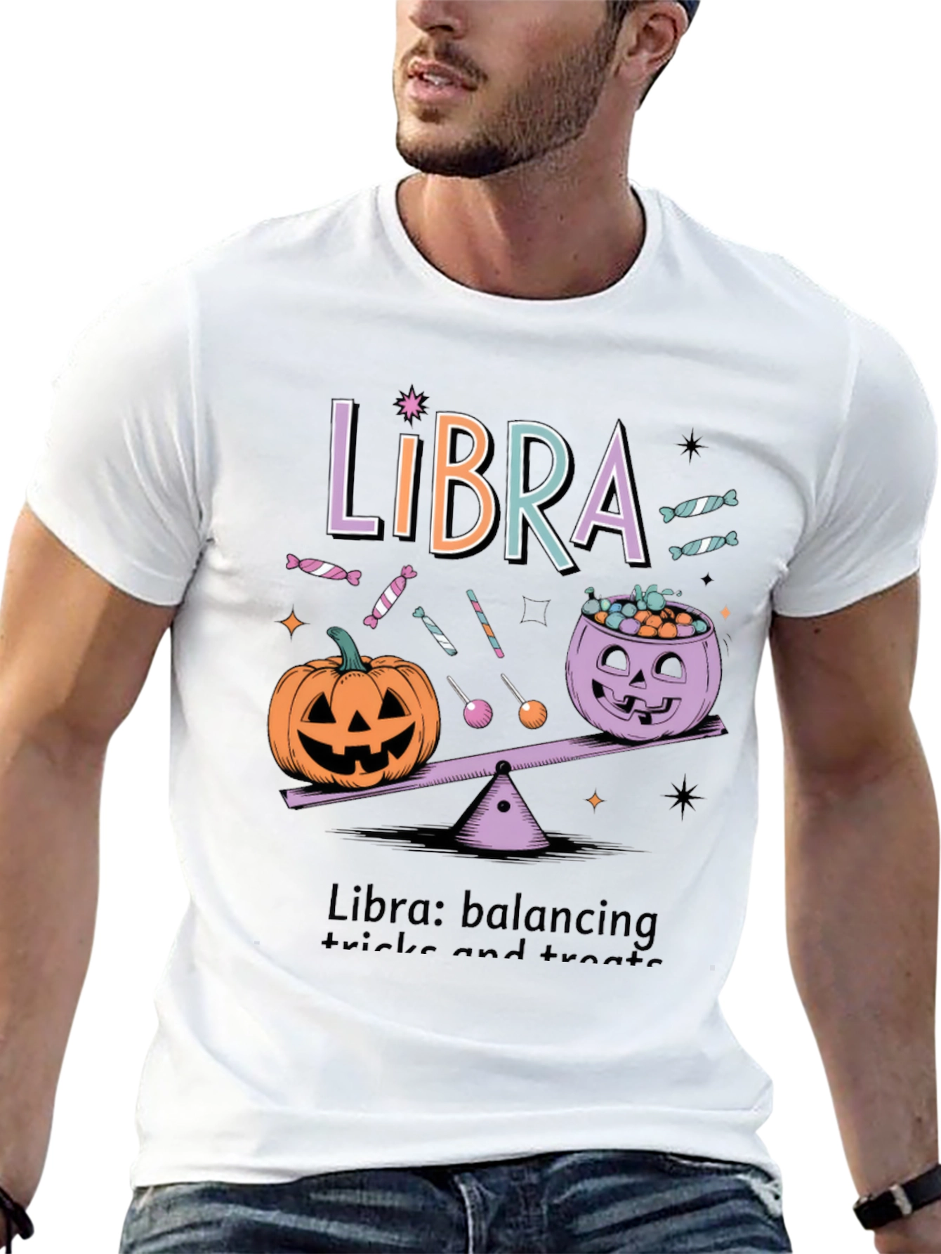 Libra Halloween T-Shirt - Balancing Tricks and Treats Tee