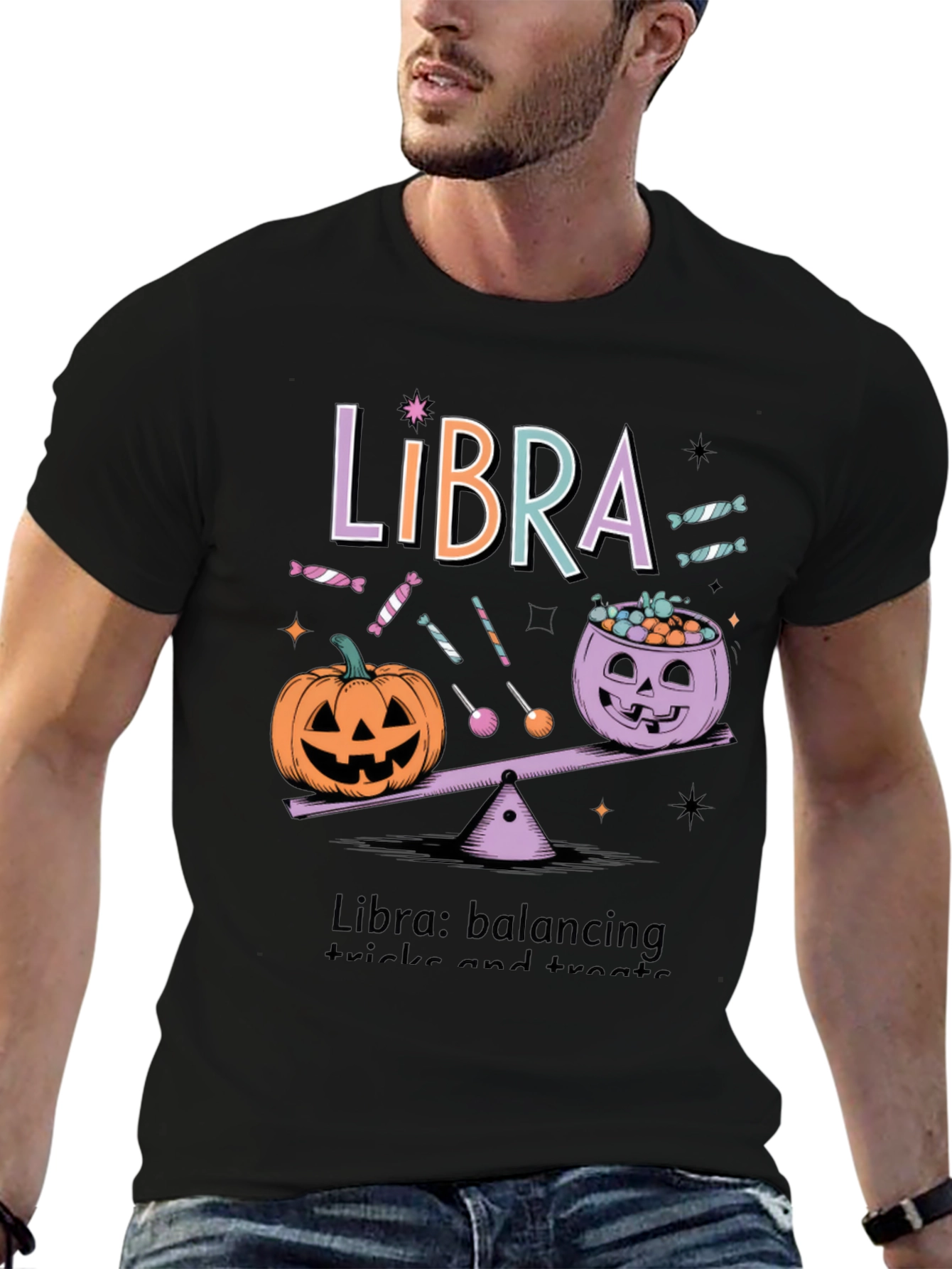 Libra Halloween T-Shirt - Balancing Tricks and Treats Tee