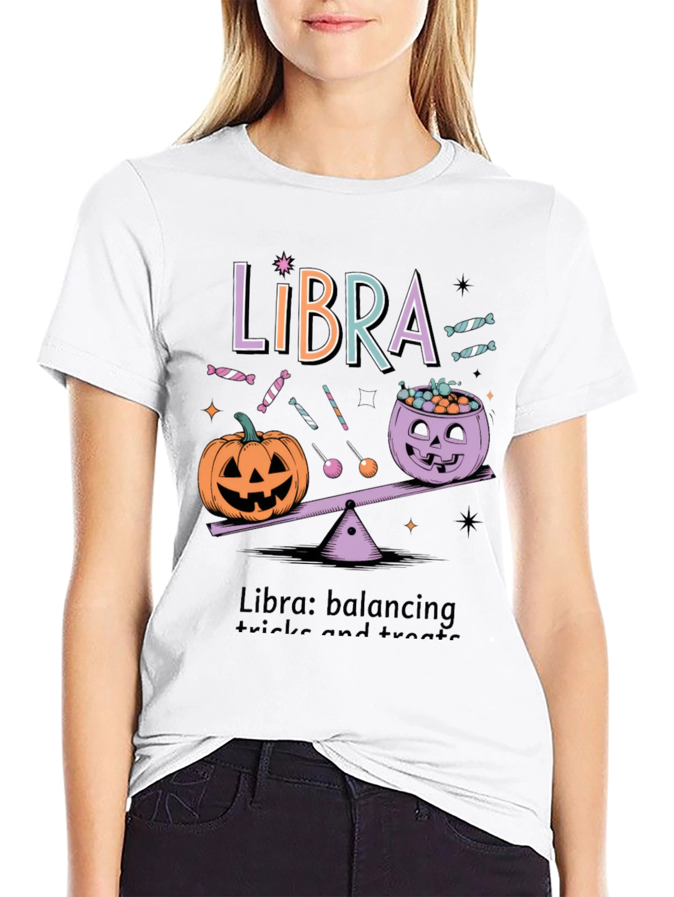 Libra Halloween T-Shirt - Balancing Tricks and Treats Tee