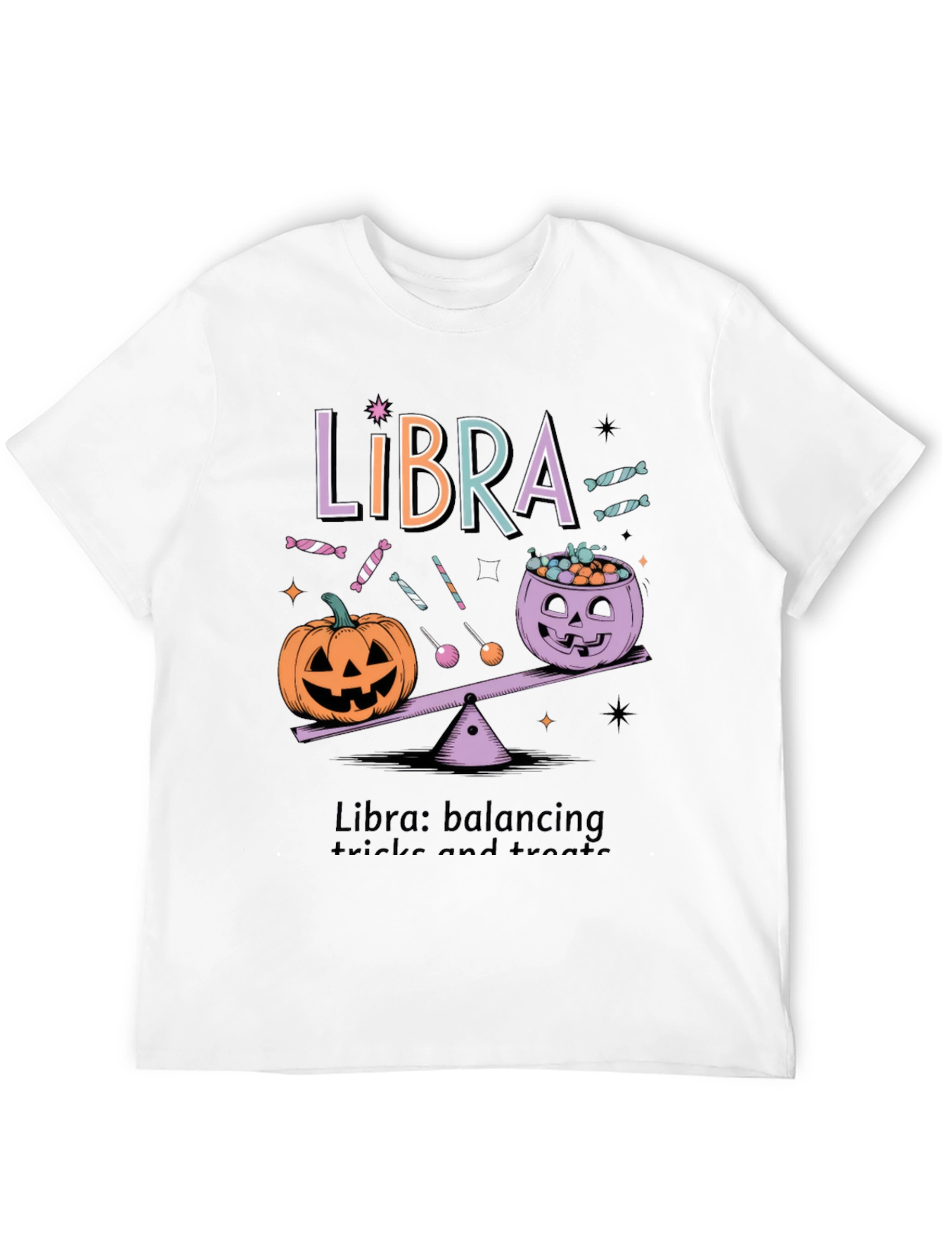 Libra Halloween T-Shirt - Balancing Tricks and Treats Tee