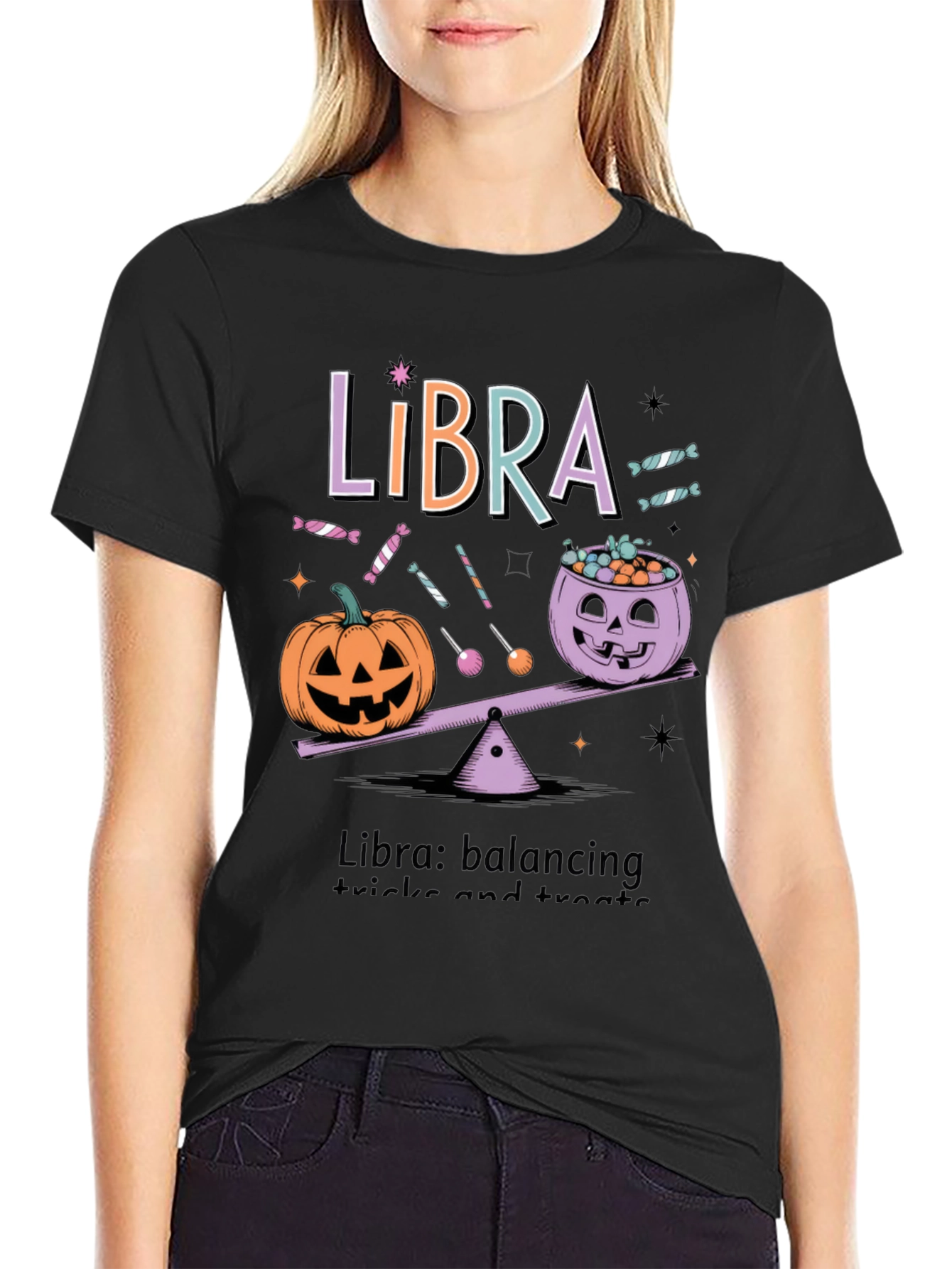 Libra Halloween T-Shirt - Balancing Tricks and Treats Tee