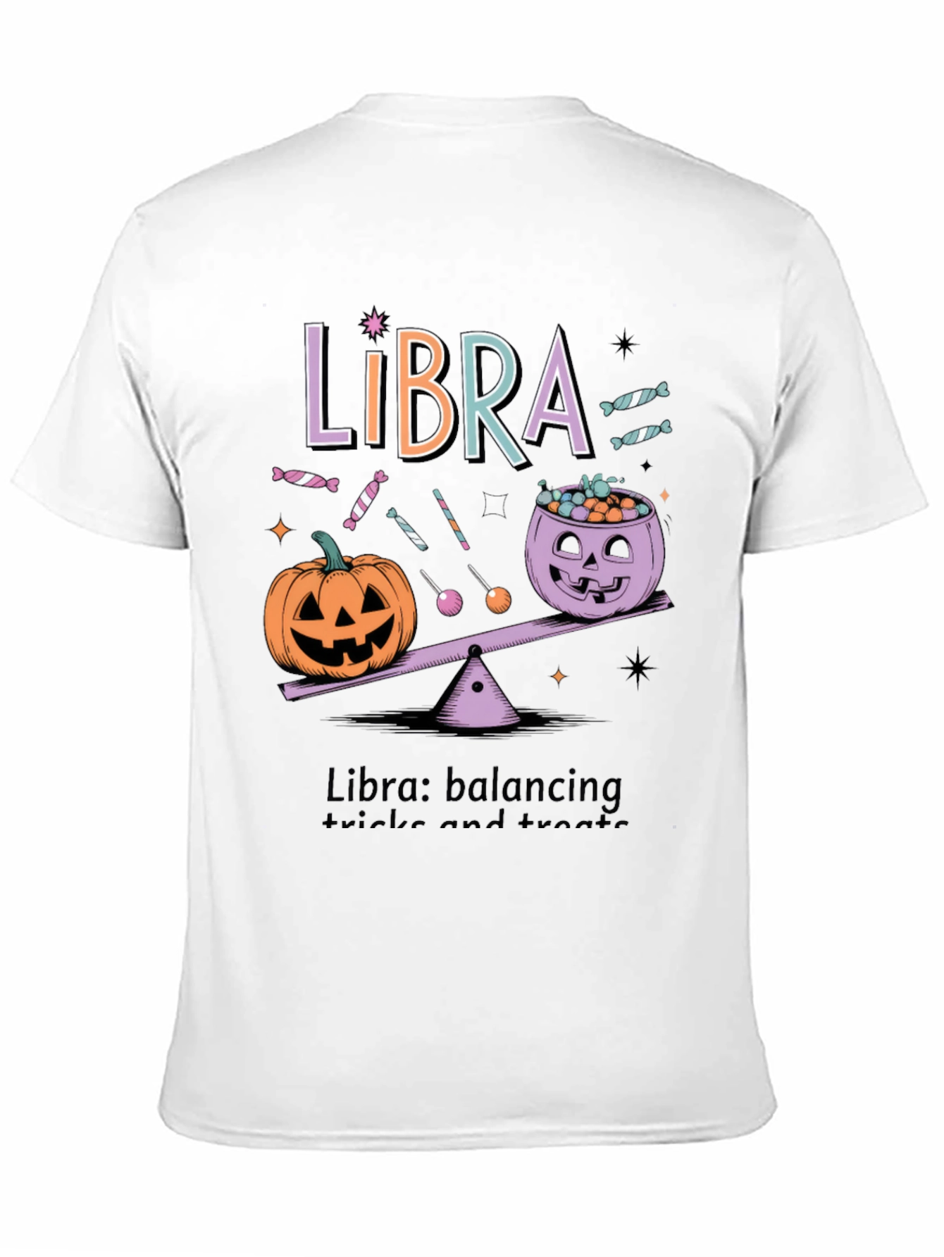 Libra Halloween T-Shirt - Balancing Tricks and Treats Tee