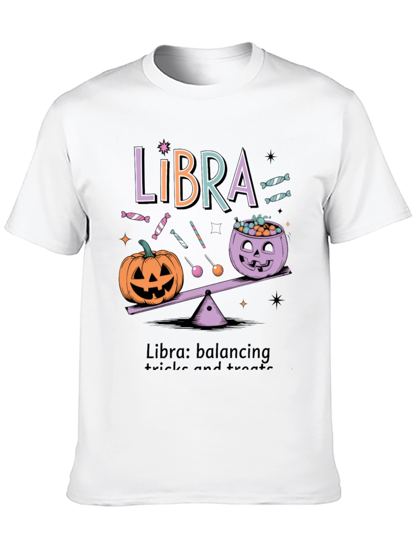 Libra Halloween T-Shirt - Balancing Tricks and Treats Tee