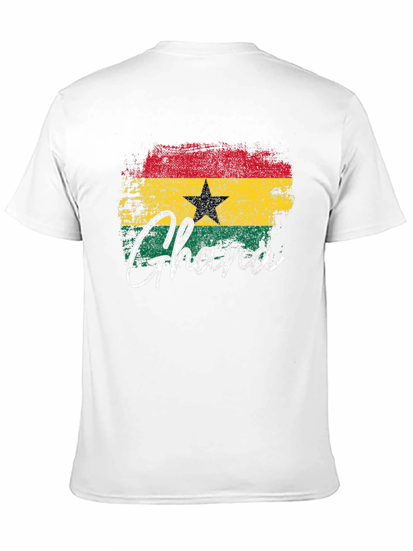 Ghana Flag T-Shirt - Distressed Style Black Tee