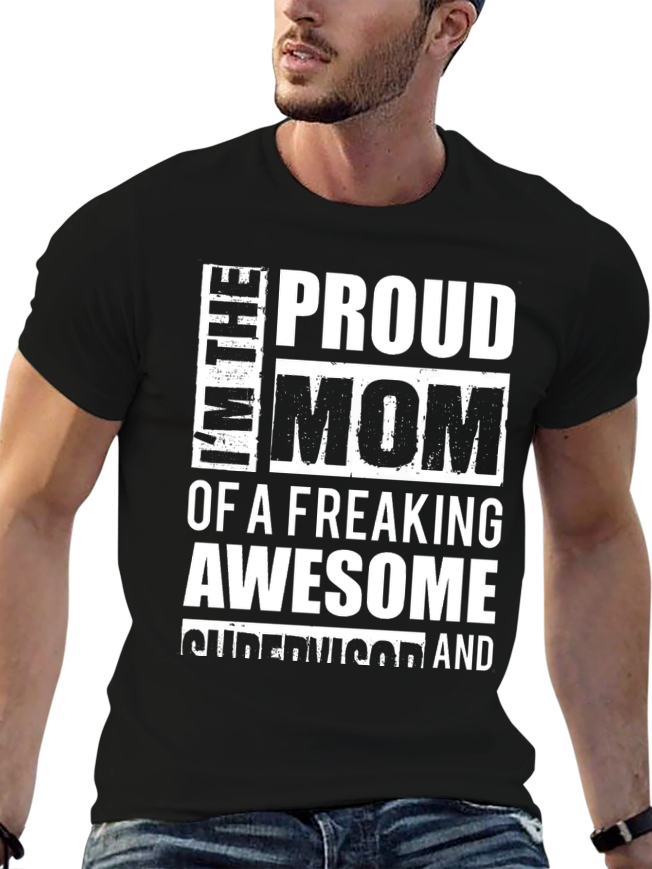 Proud Mom Graphic T-Shirt - Black