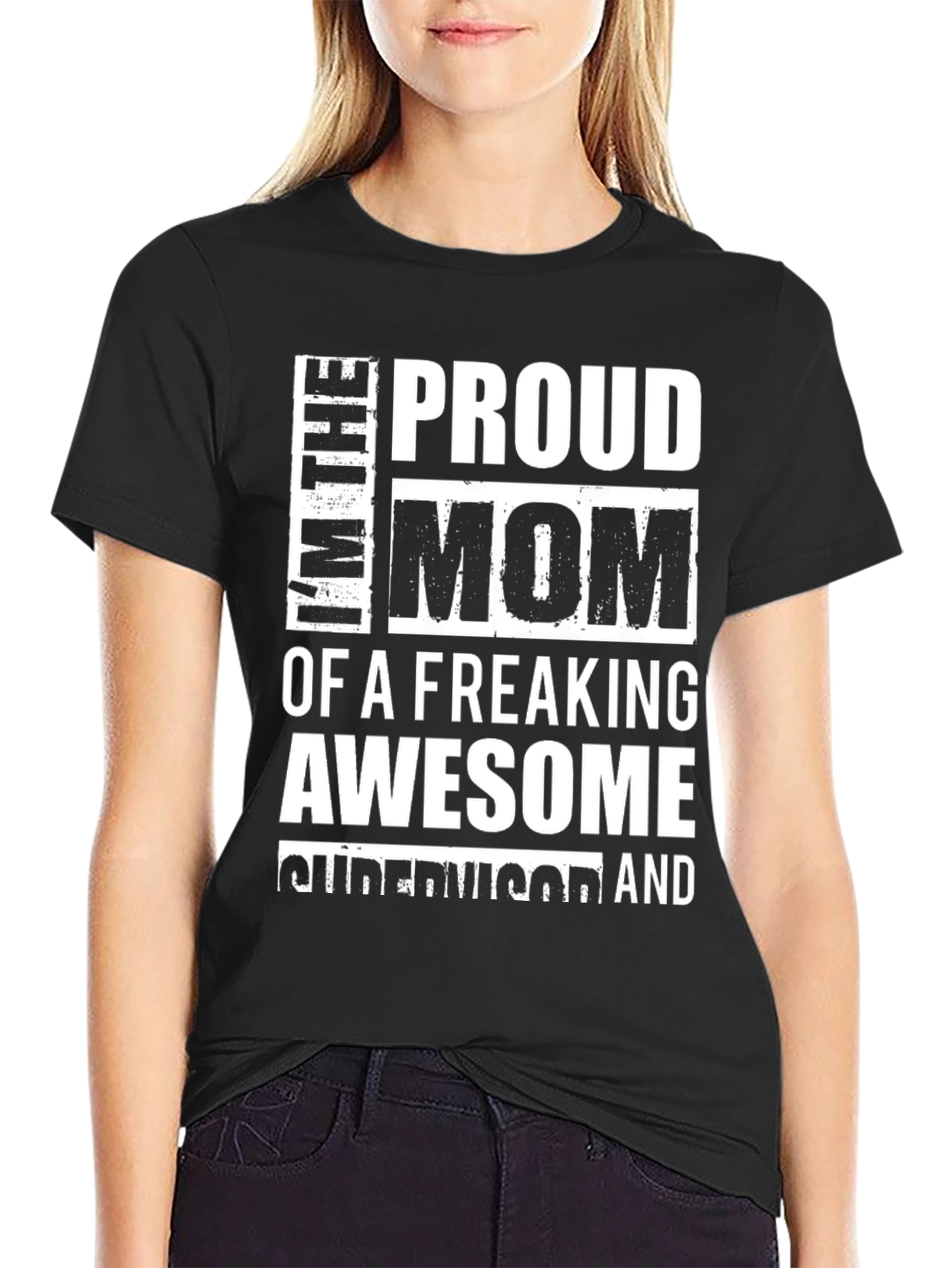 Proud Mom Graphic T-Shirt - Black