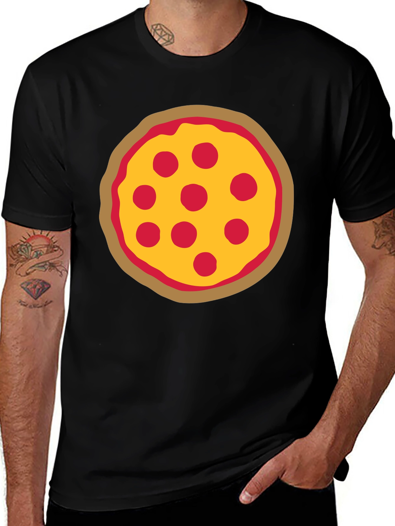 Pizza Graphic Black T-Shirt - Casual Wear