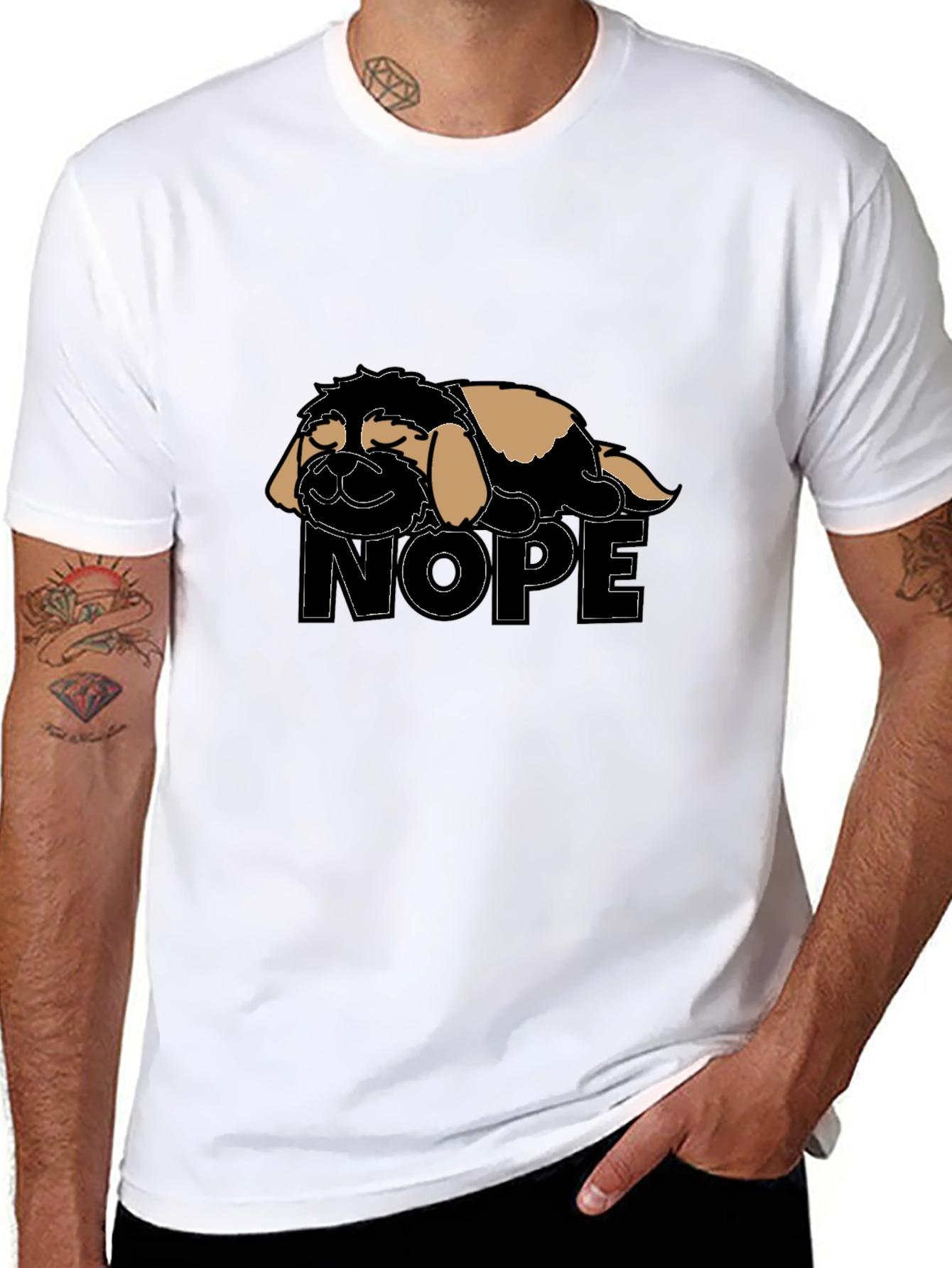 Nope Lazy Dog T-Shirt - Relaxed Fit