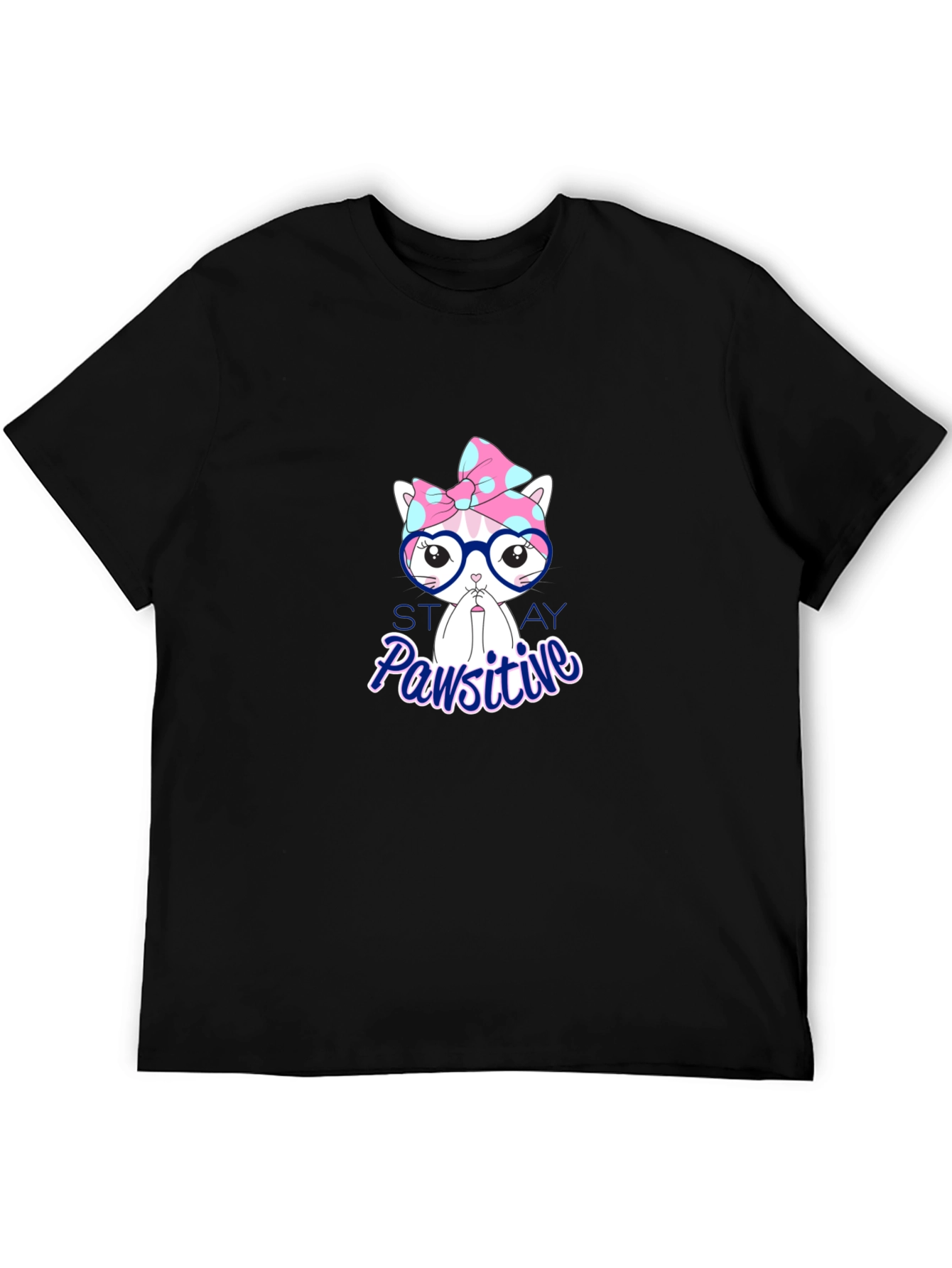 Stay Pawsitive T-Shirt - Cute Cat Design
