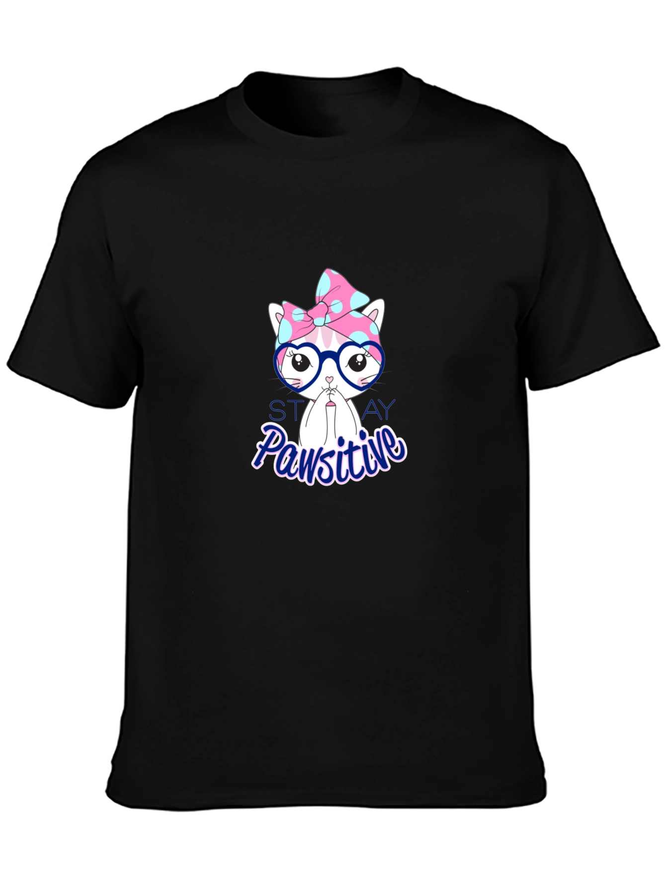 Stay Pawsitive T-Shirt - Cute Cat Design