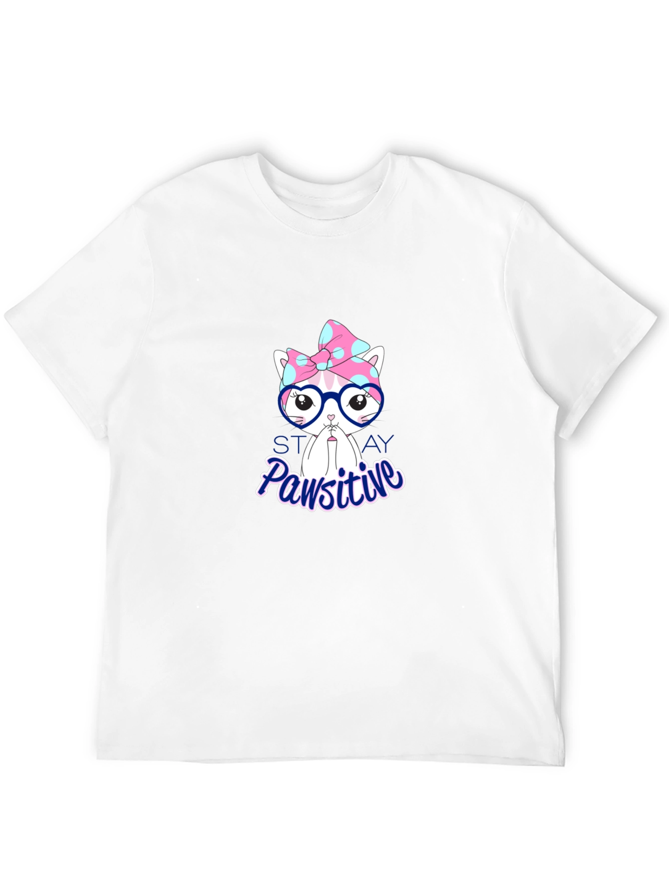 Stay Pawsitive T-Shirt - Cute Cat Design