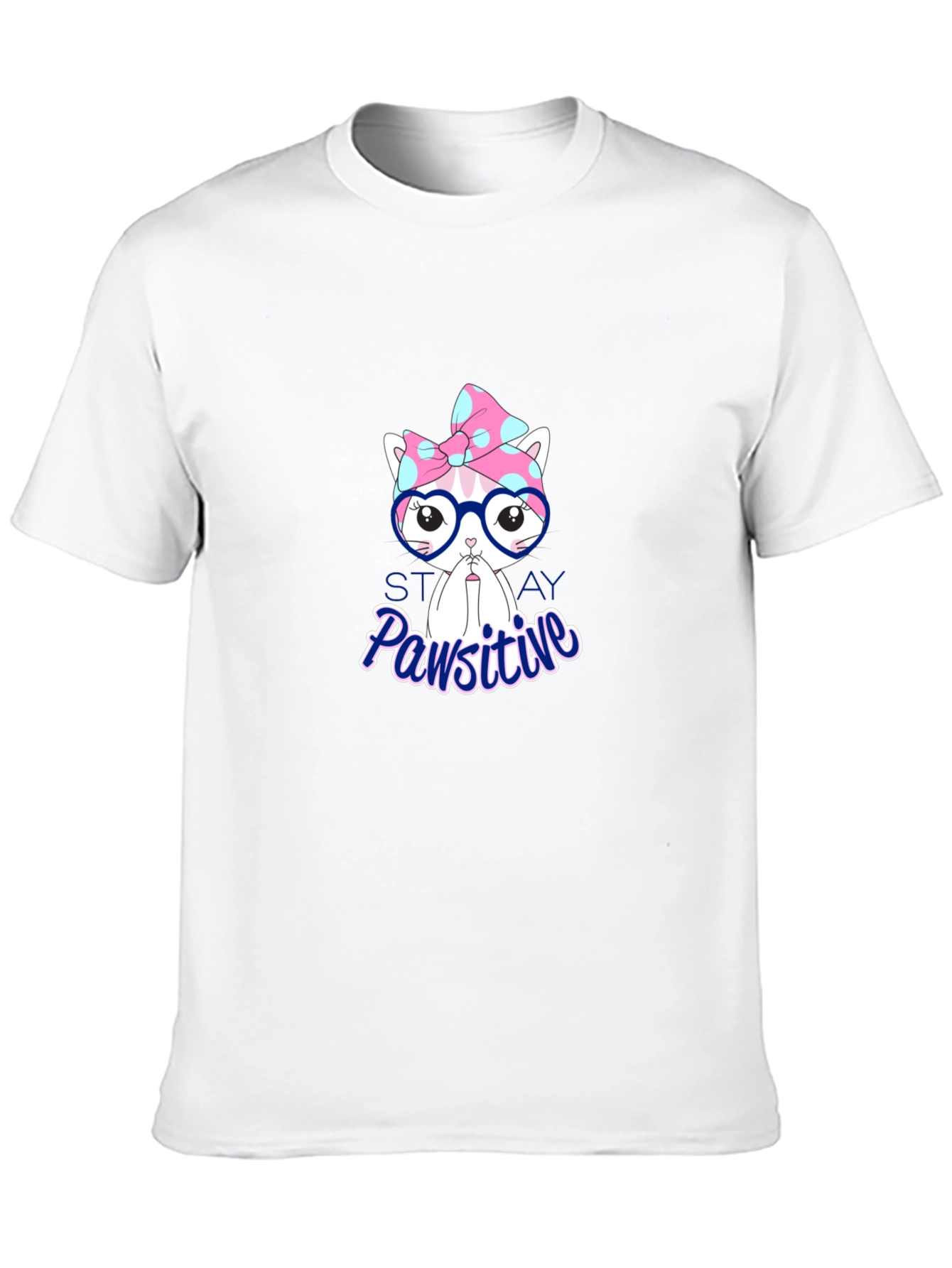 Stay Pawsitive T-Shirt - Cute Cat Design
