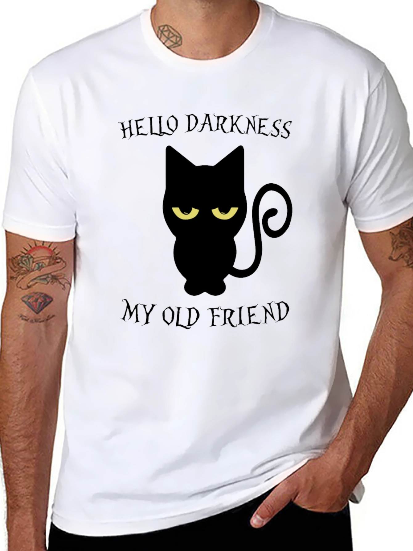 Hello Darkness My Old Friend Black Cat T-Shirt