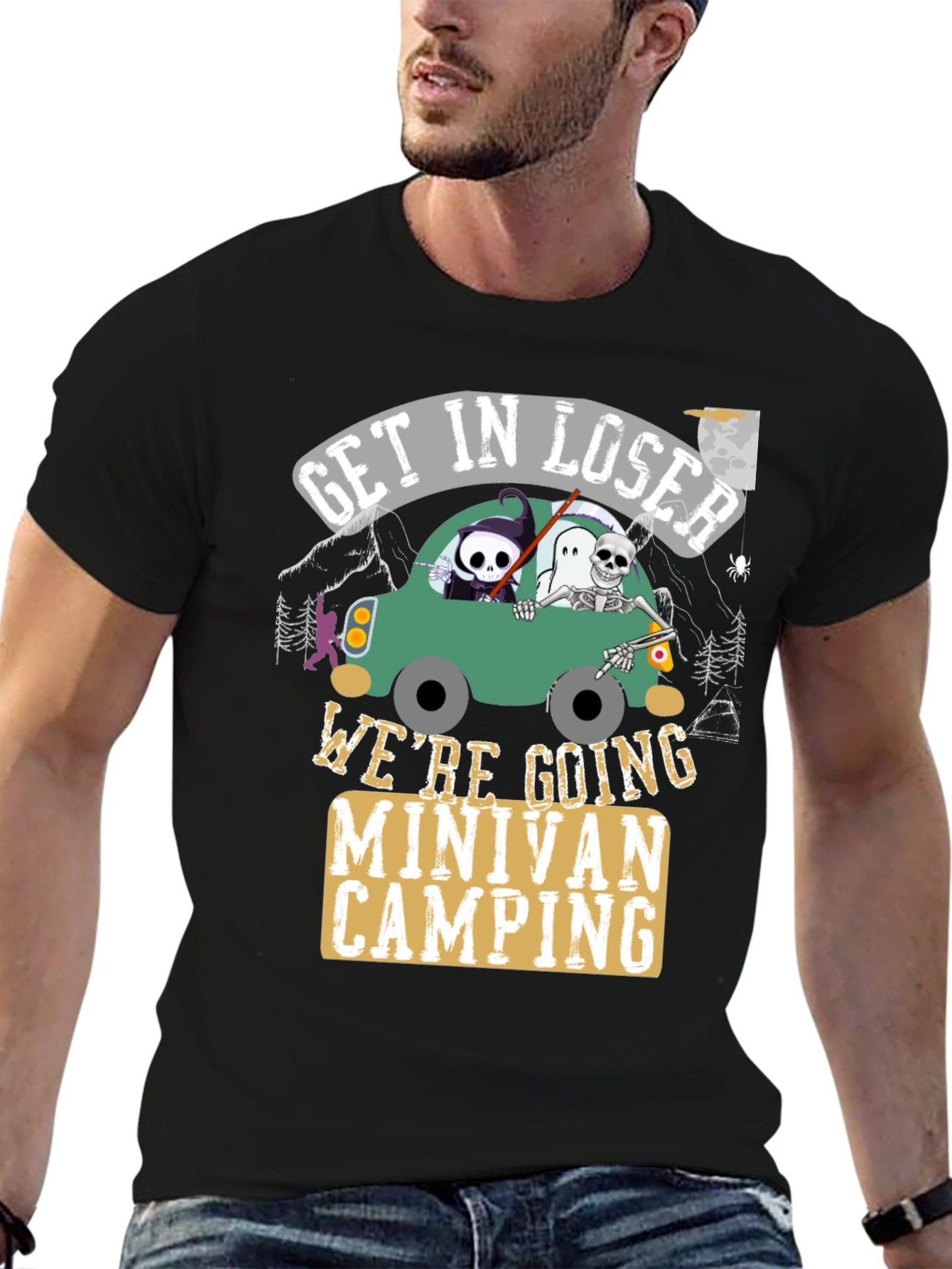 Get In Loser Minivan Camping Graphic Tee