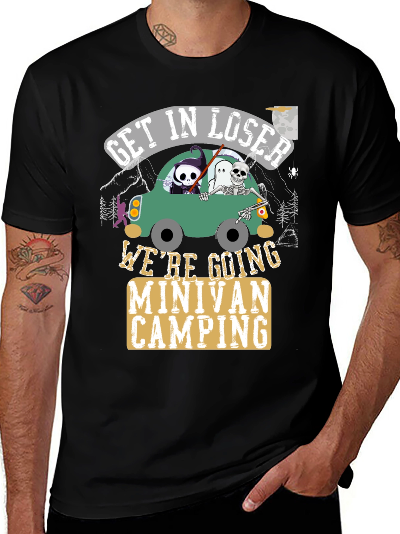Get In Loser Minivan Camping Graphic Tee