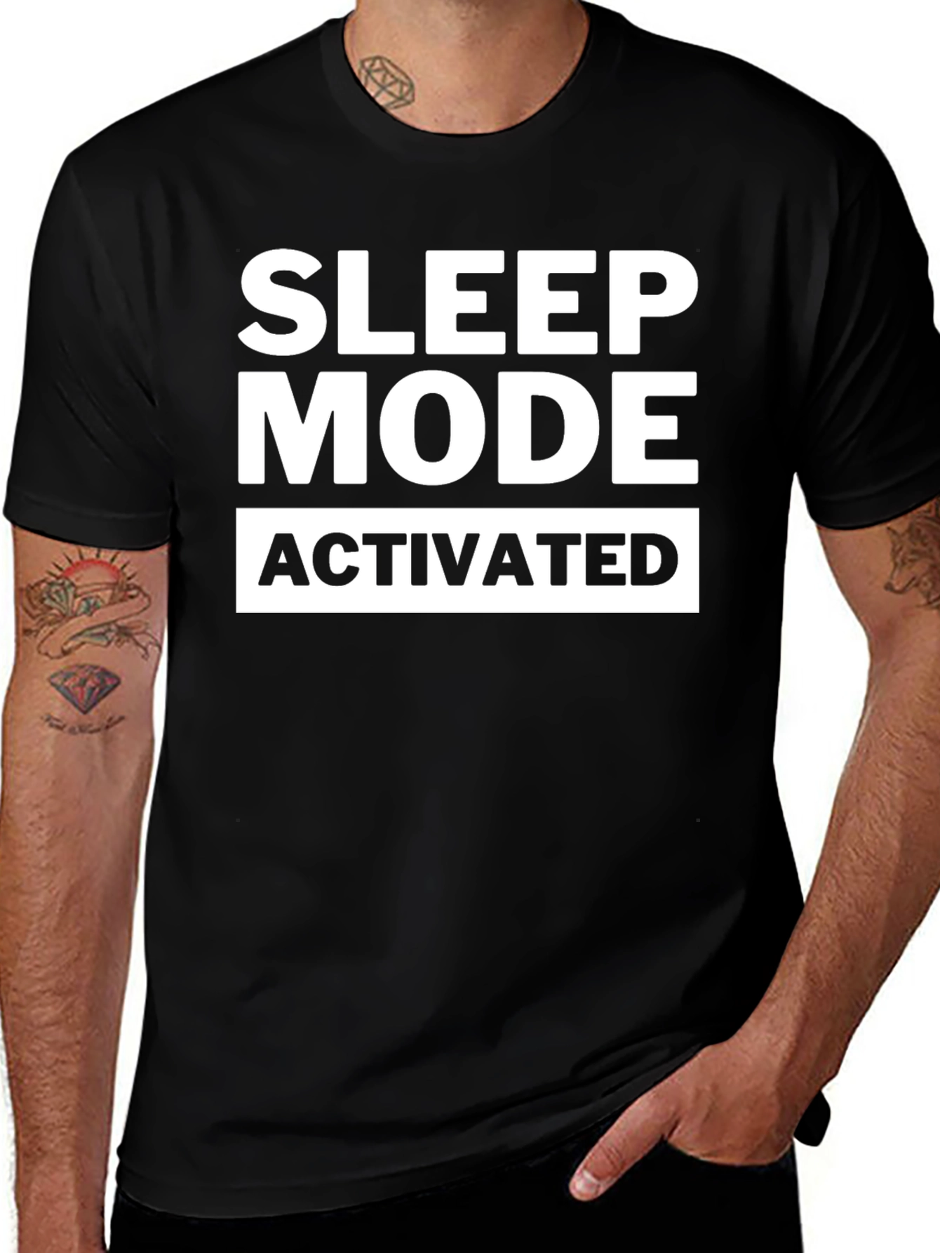 Sleep Mode Activated Black Graphic Tee