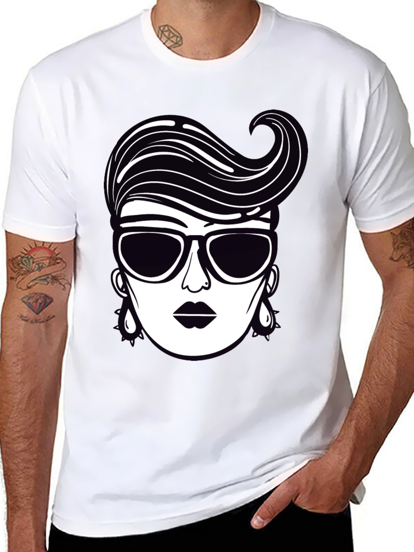 Retro Style Graphic Tee - Chic Woman Design