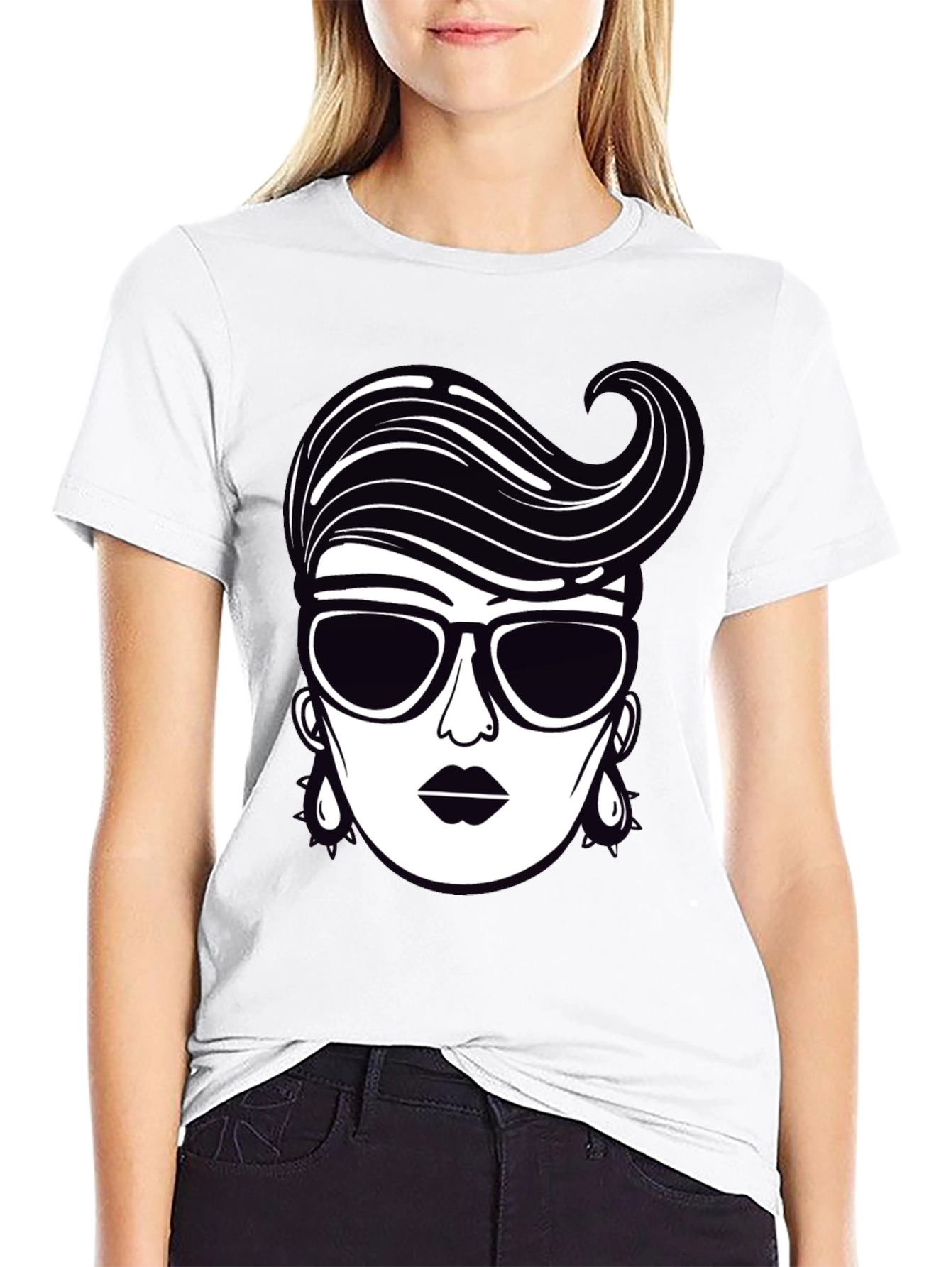 Retro Style Graphic Tee - Chic Woman Design