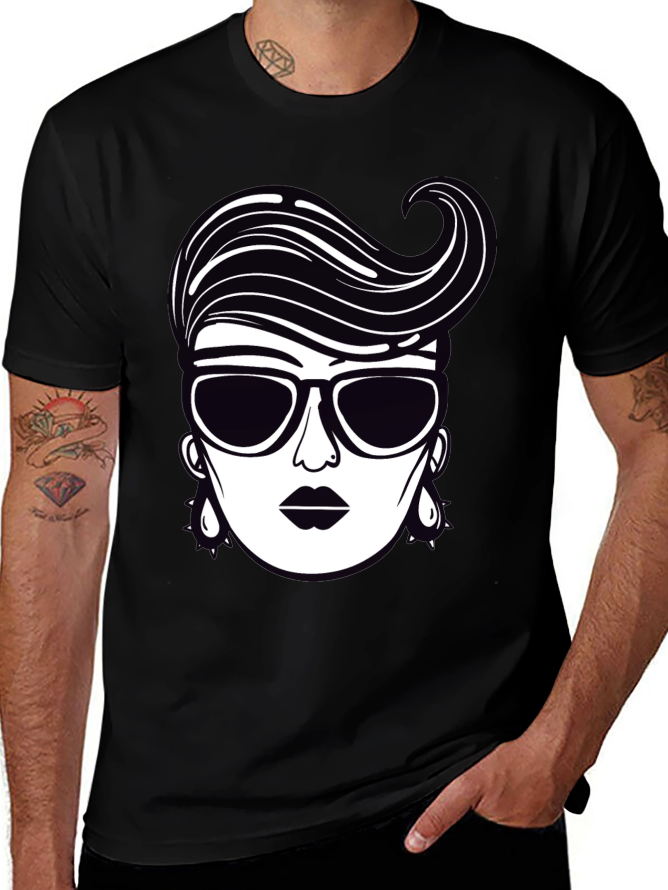 Retro Style Graphic Tee - Chic Woman Design
