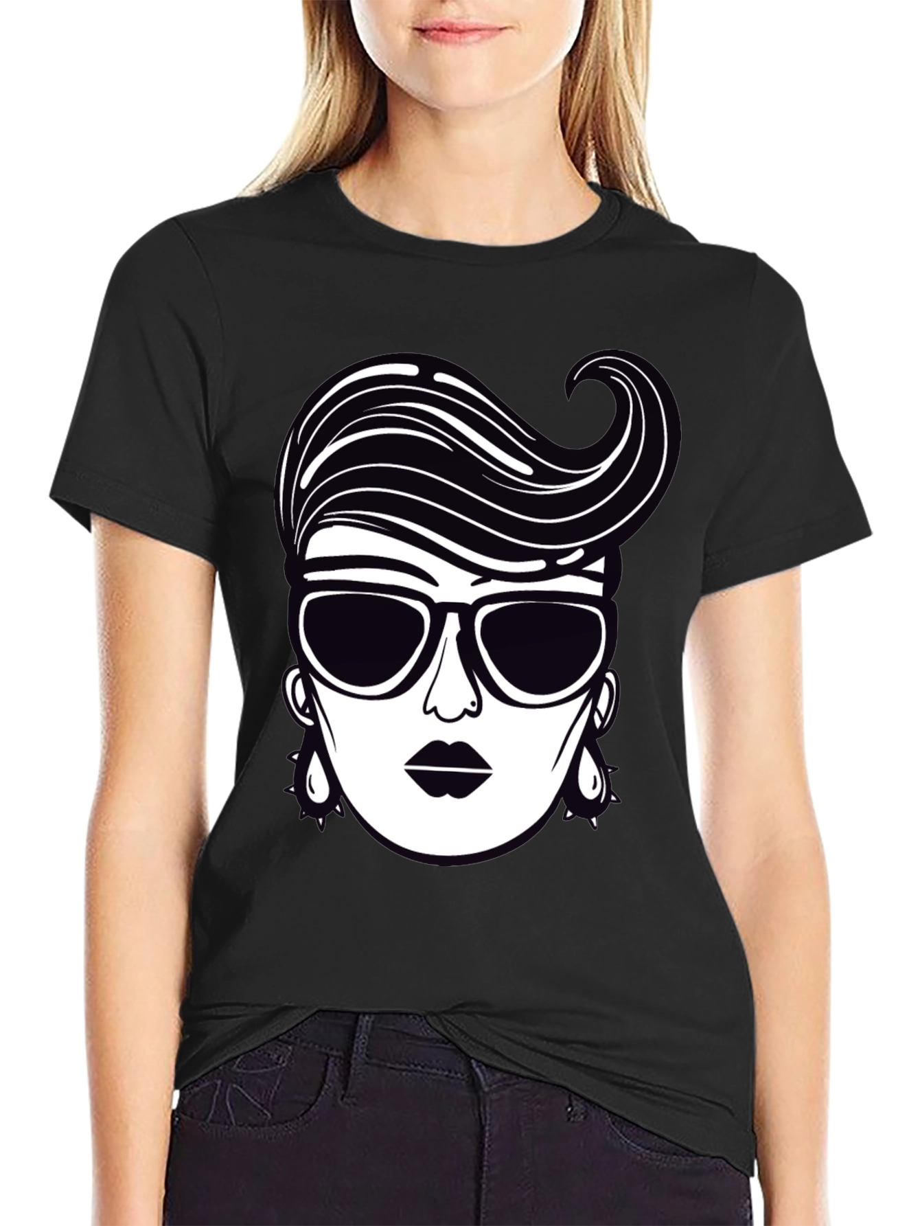Retro Style Graphic Tee - Chic Woman Design
