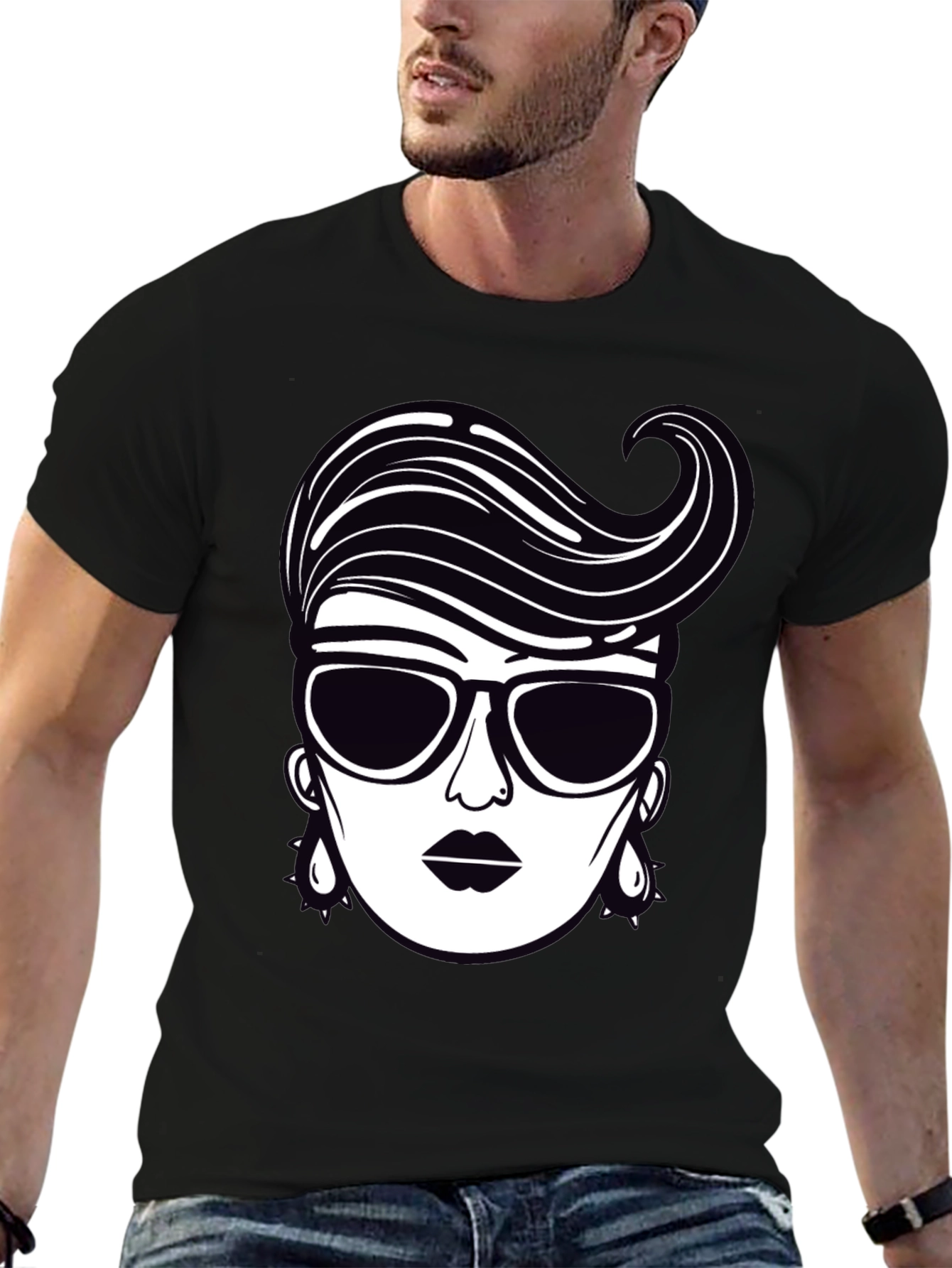 Retro Style Graphic Tee - Chic Woman Design