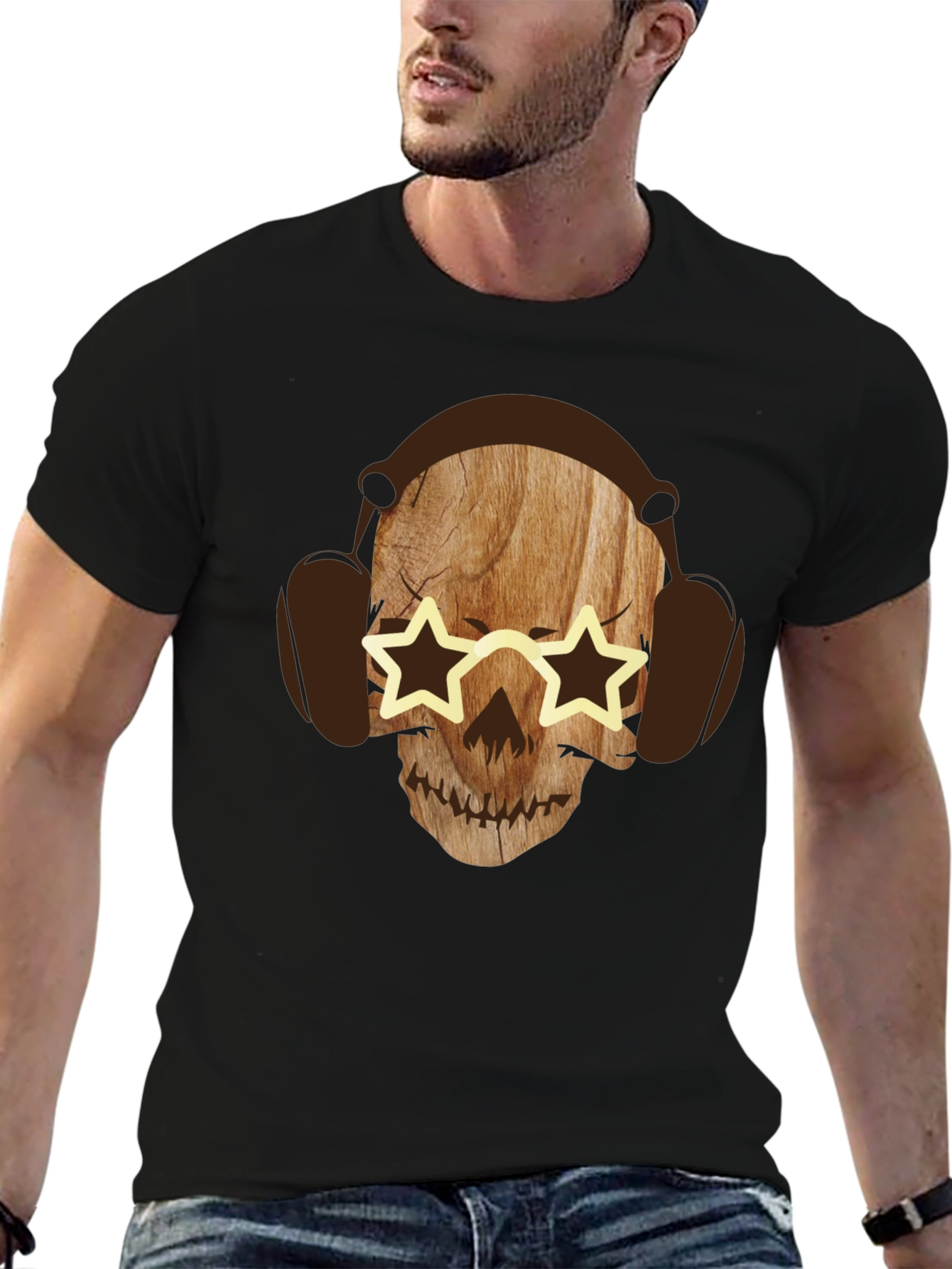 Skull with Headphones Graphic Tee