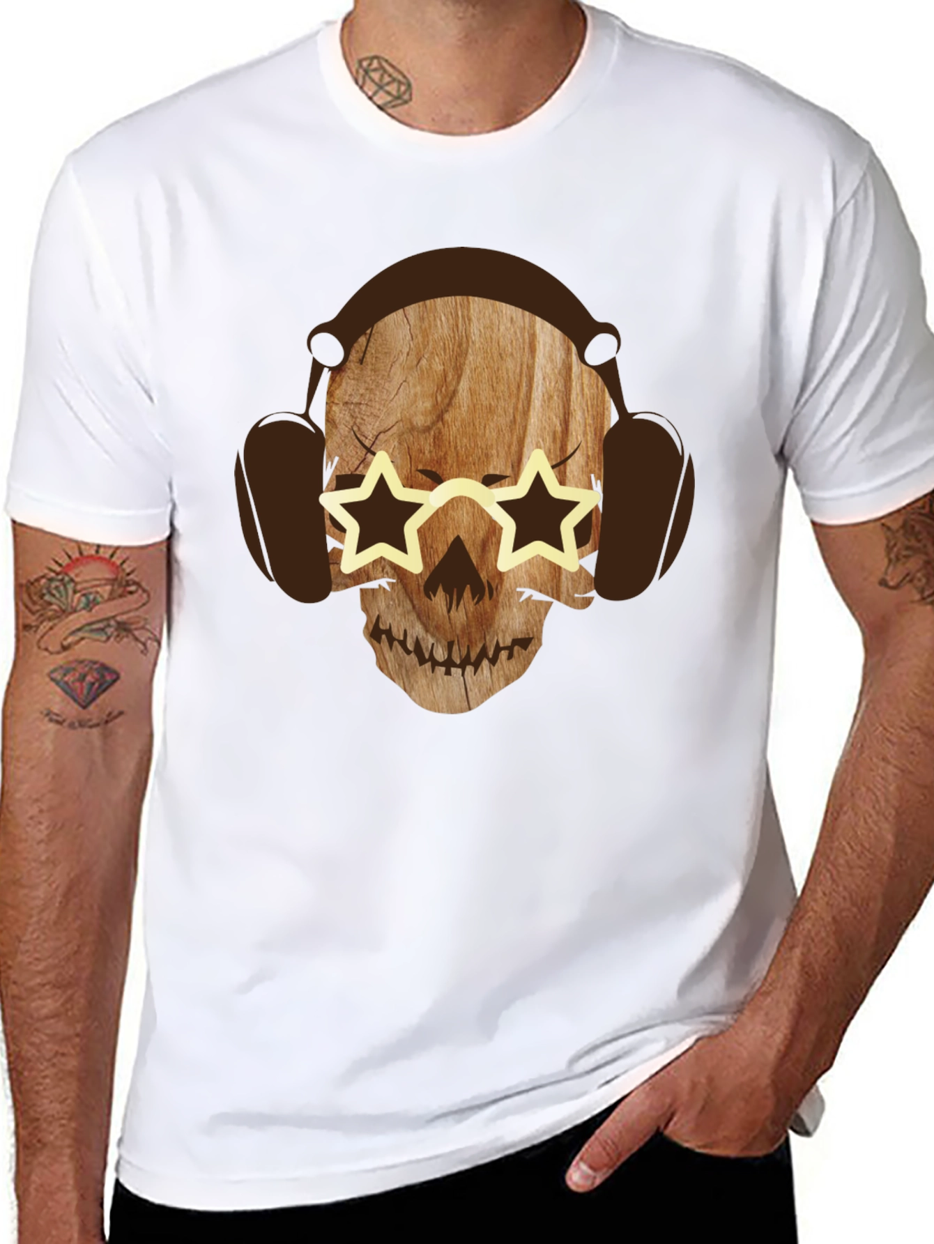 Skull with Headphones Graphic Tee