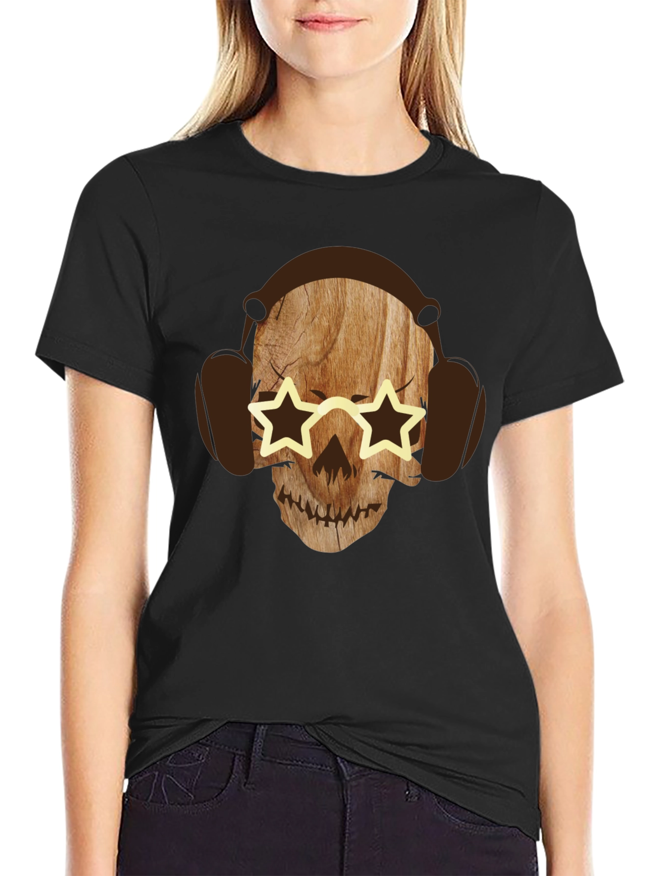 Skull with Headphones Graphic Tee