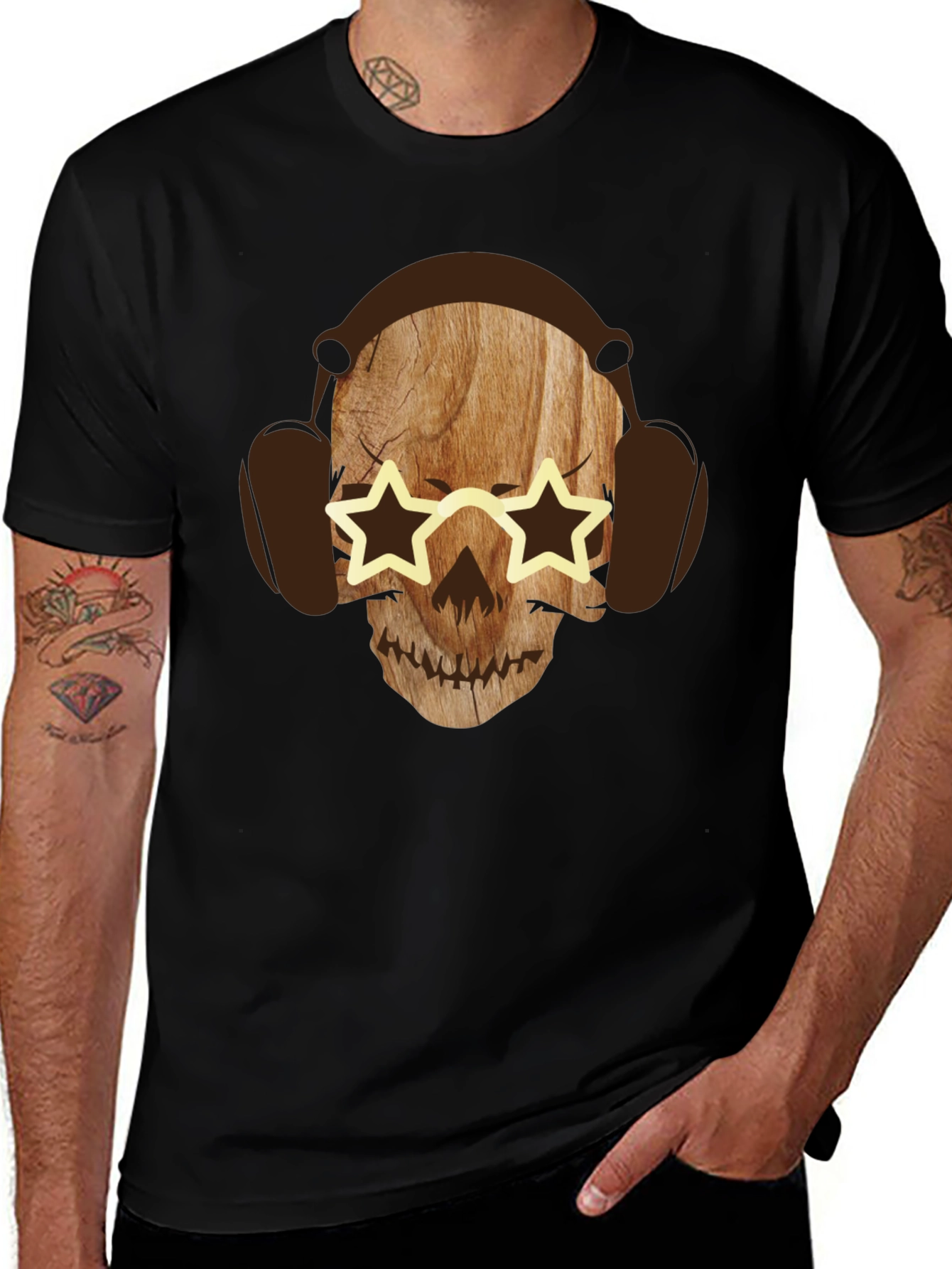 Skull with Headphones Graphic Tee