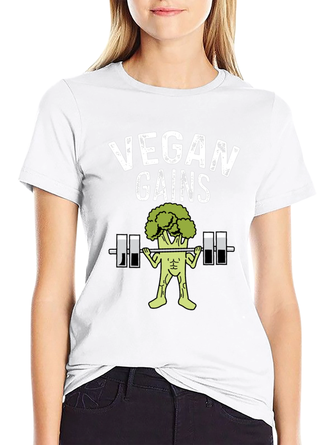 Vegan Gains Graphic T-Shirt - Funny Workout Tee