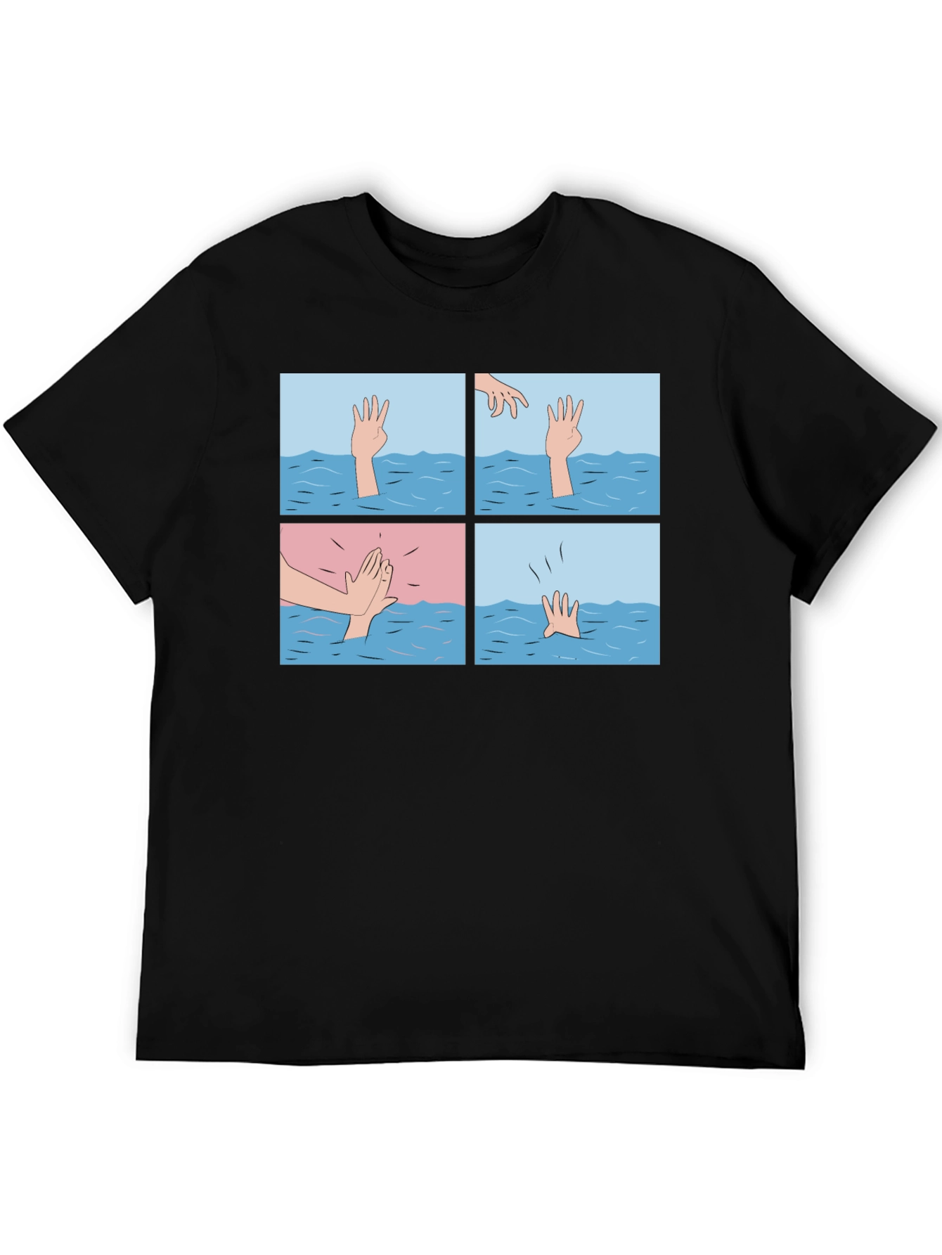 Comic Strip Graphic T-Shirt - Drowning Meme