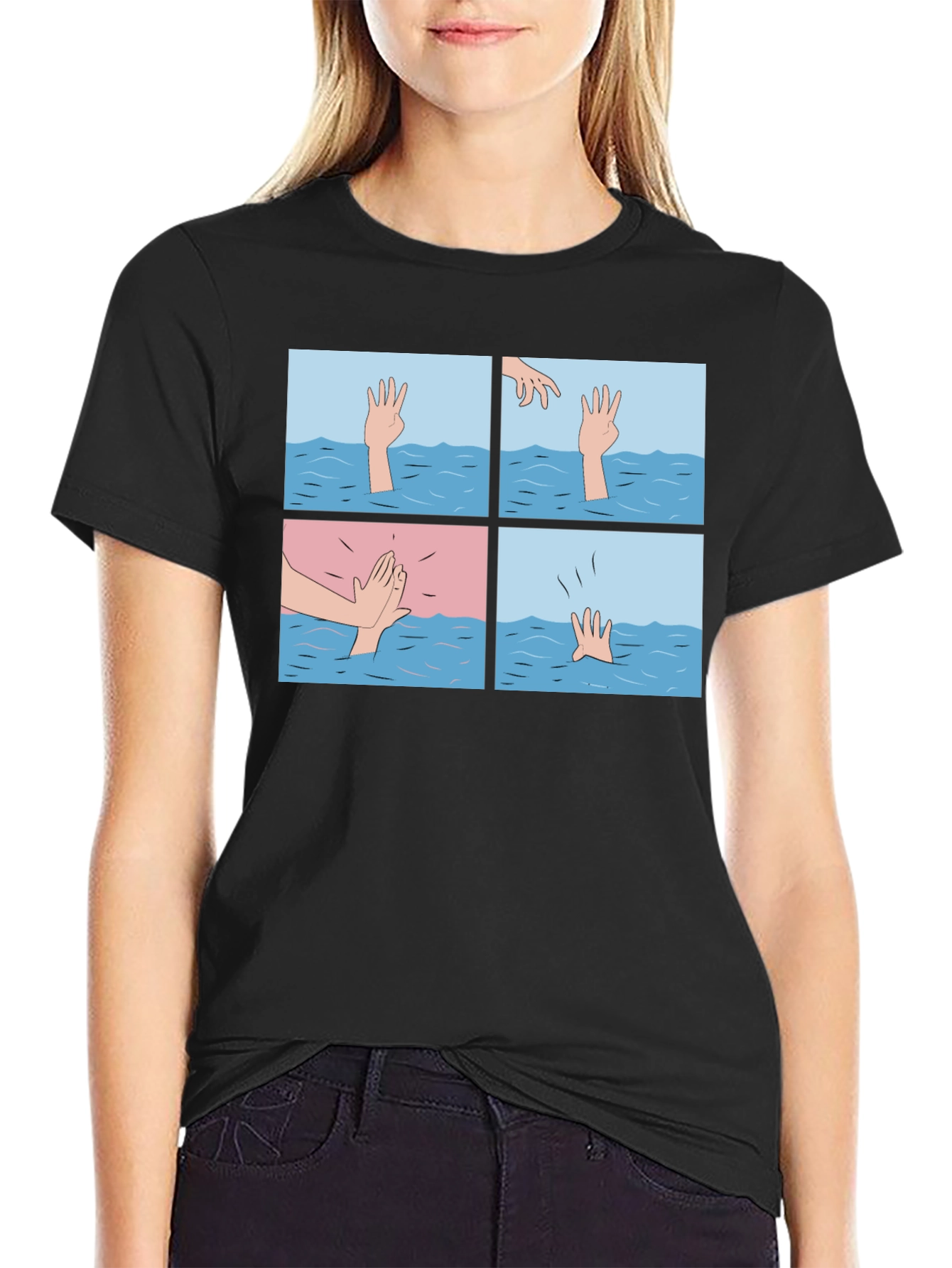 Comic Strip Graphic T-Shirt - Drowning Meme