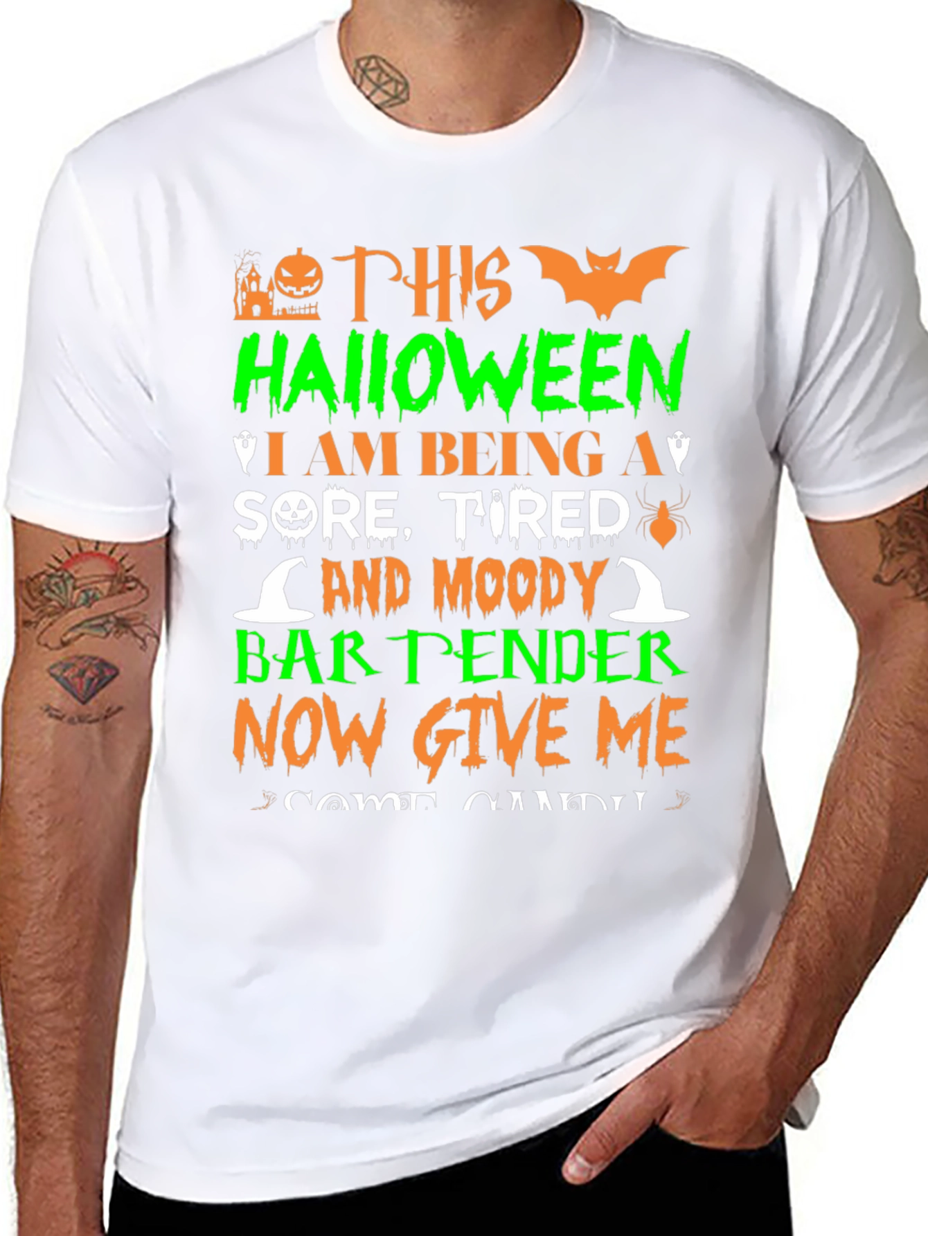 Halloween Bartender T-Shirt - Sore Tired & Moody