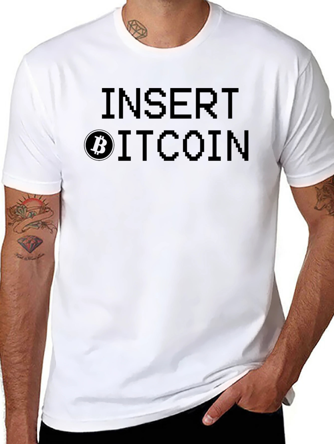 Insert Bitcoin Pixel Graphic T-Shirt - Black
