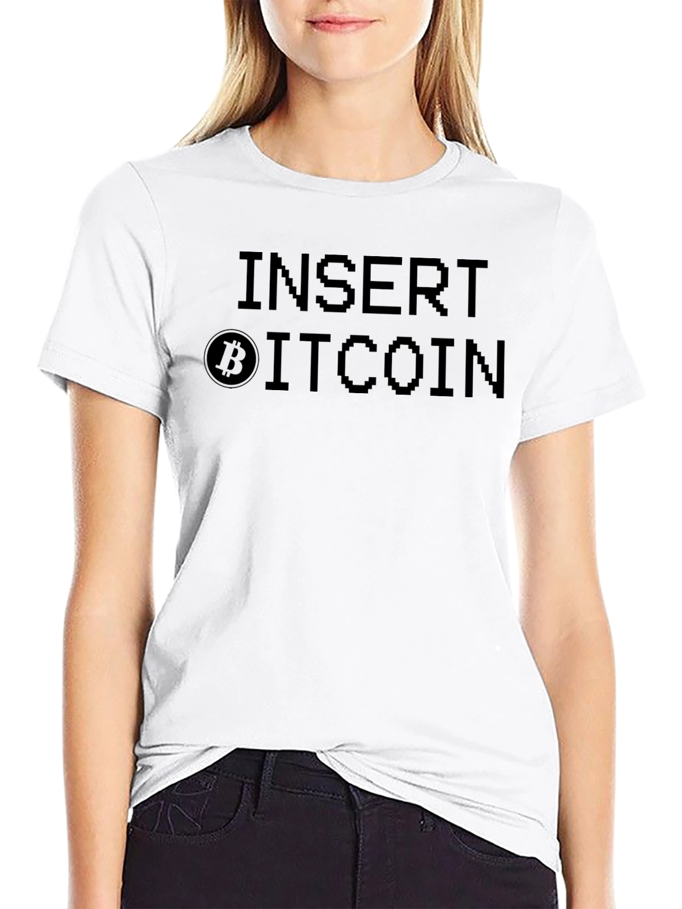 Insert Bitcoin Pixel Graphic T-Shirt - Black