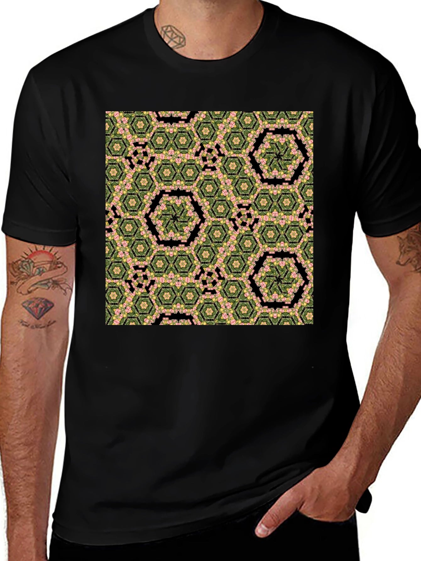 Hexagon Flower Pattern T-Shirt