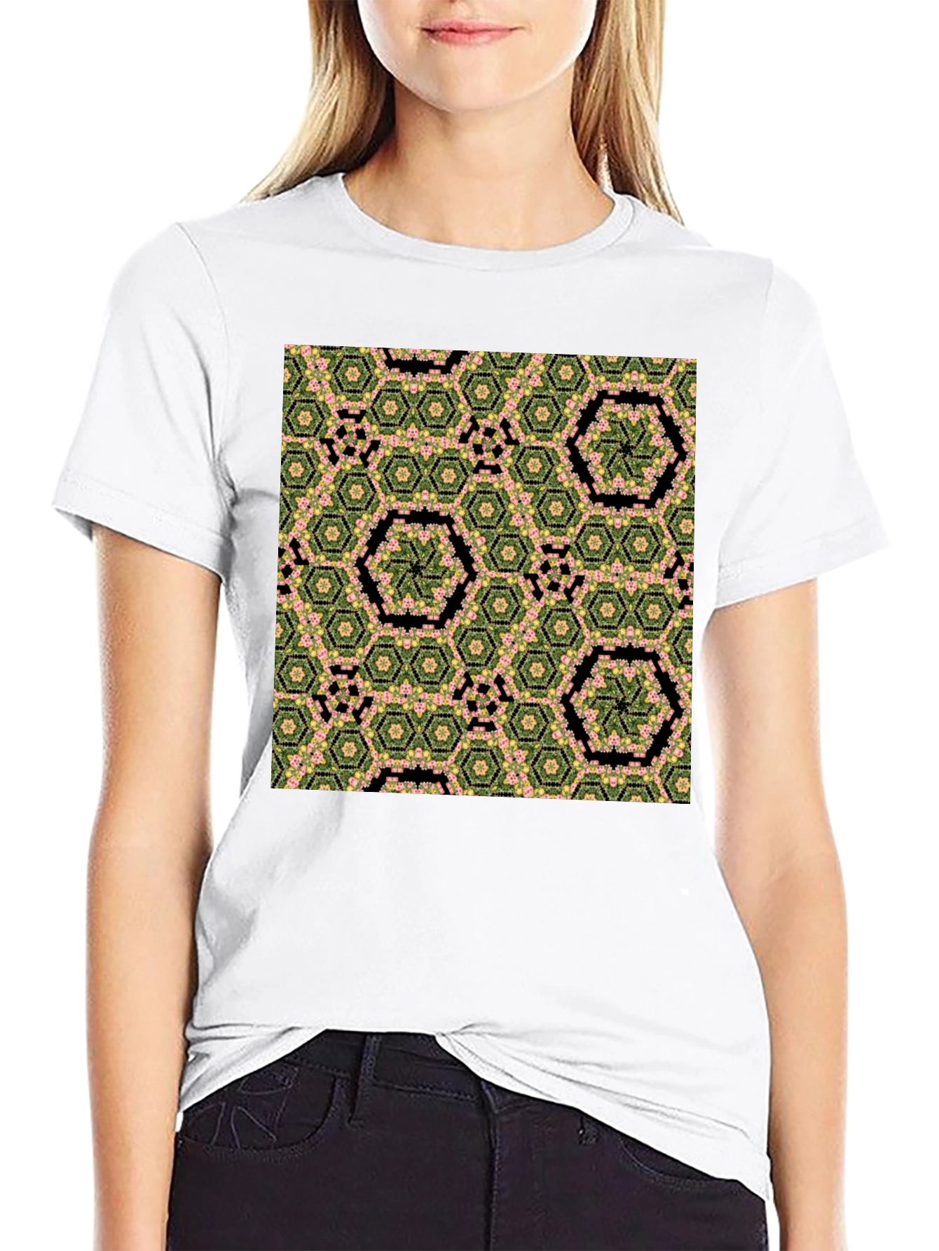 Hexagon Flower Pattern T-Shirt