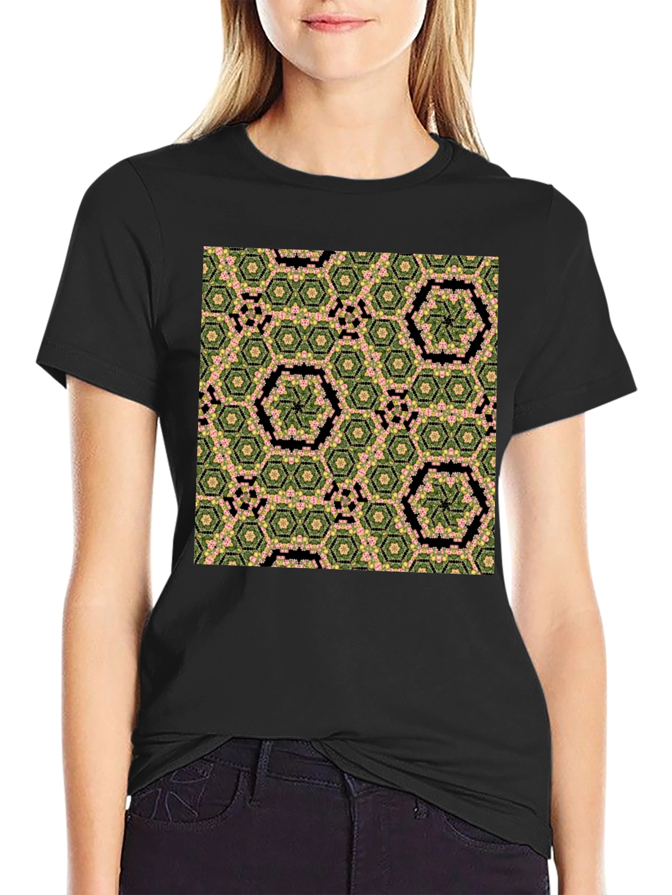 Hexagon Flower Pattern T-Shirt