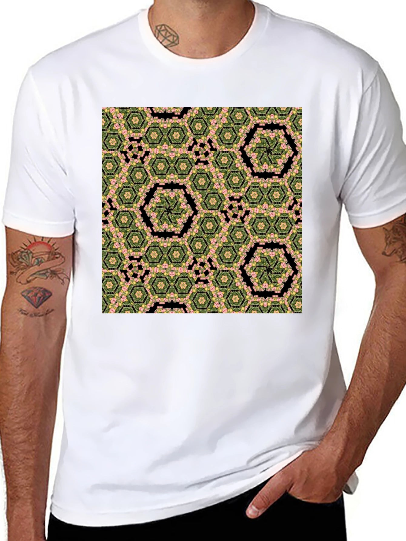 Hexagon Flower Pattern T-Shirt