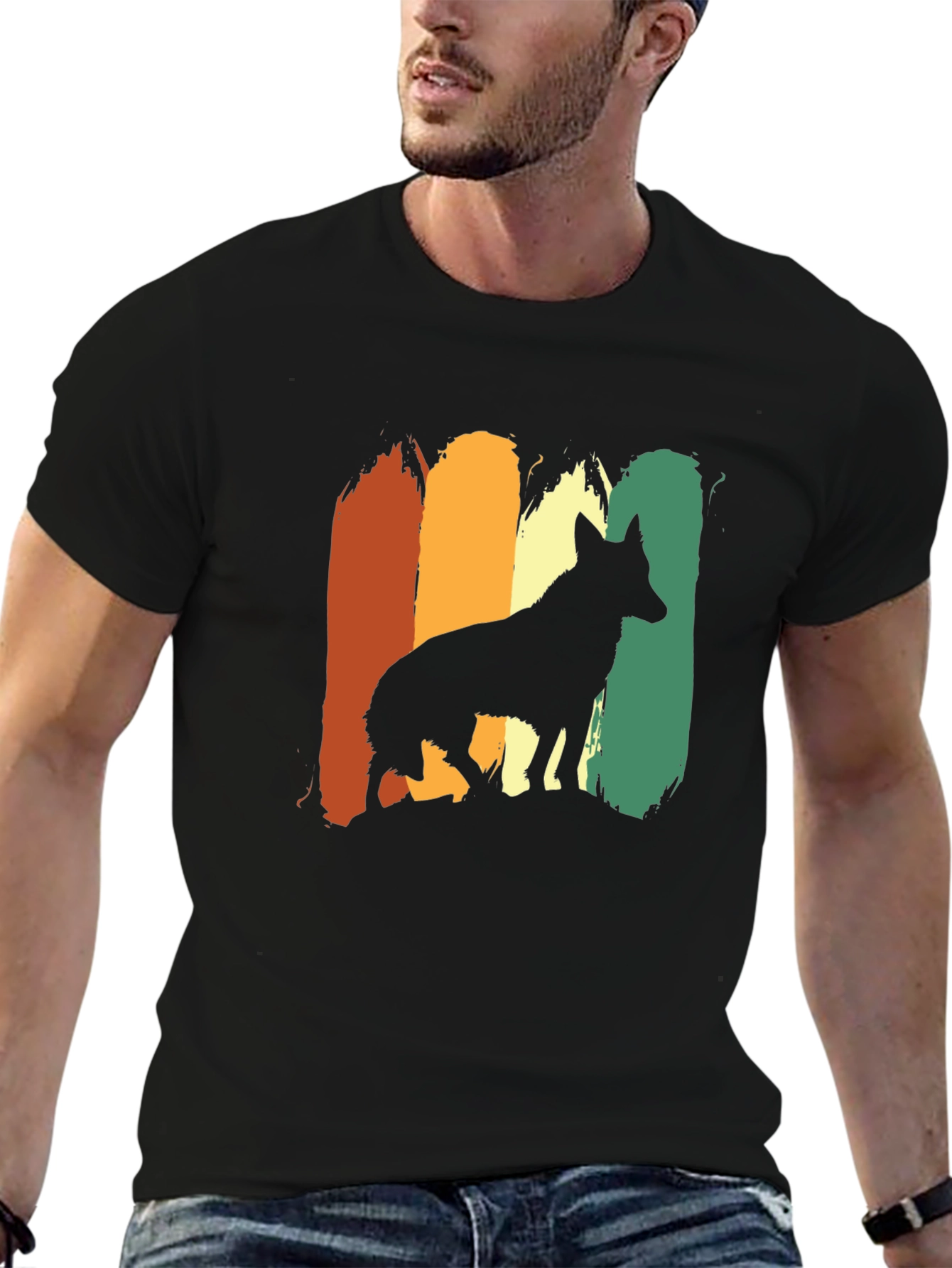 Retro Dog Silhouette Graphic Tee - Stylish Comfort