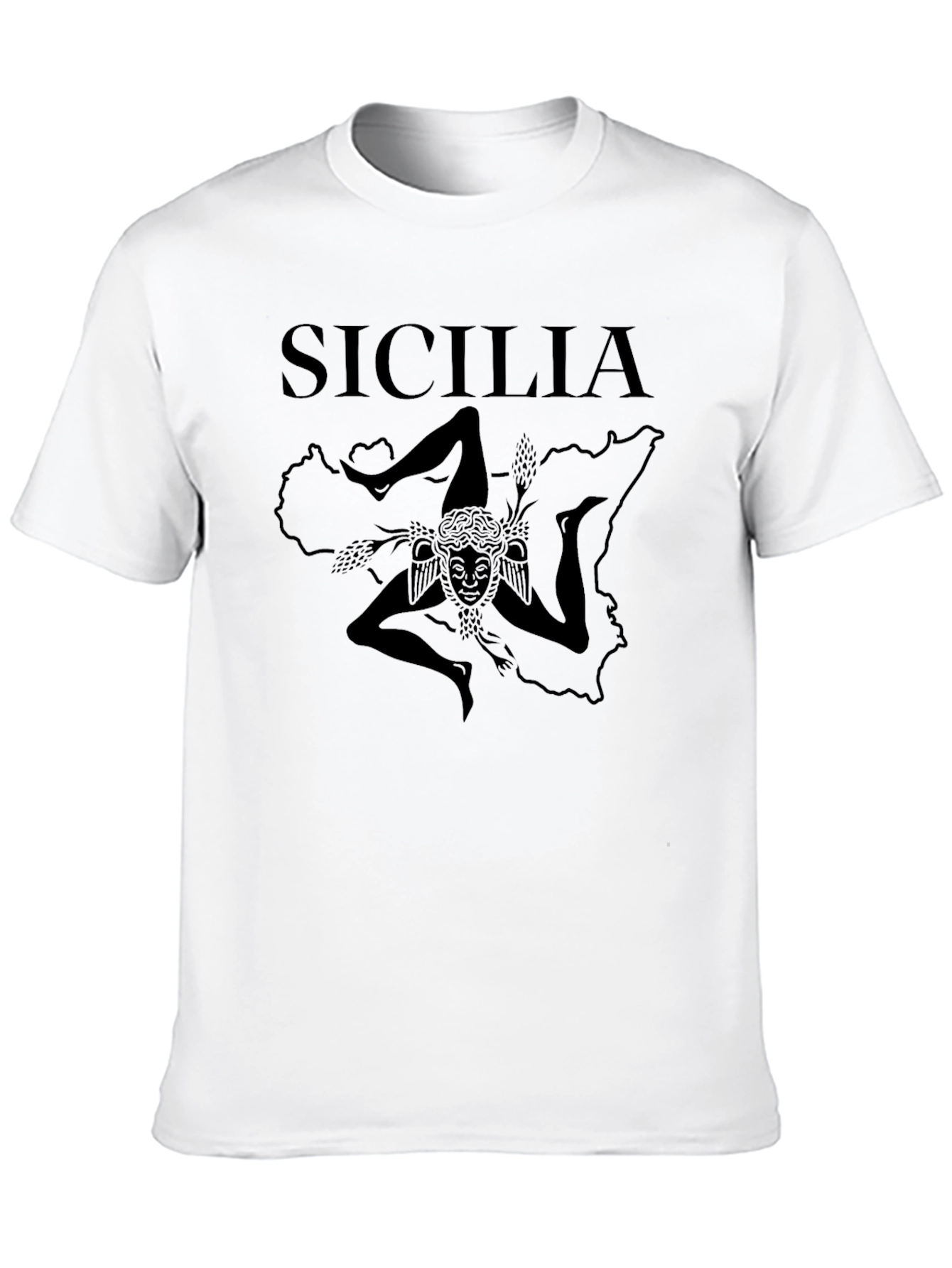 Sicilia T-Shirt Trinacria Symbol Black Tee