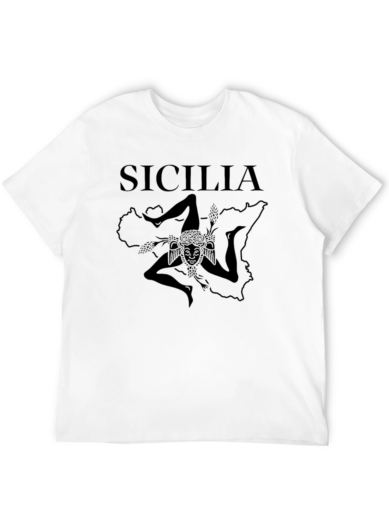 Sicilia T-Shirt Trinacria Symbol Black Tee