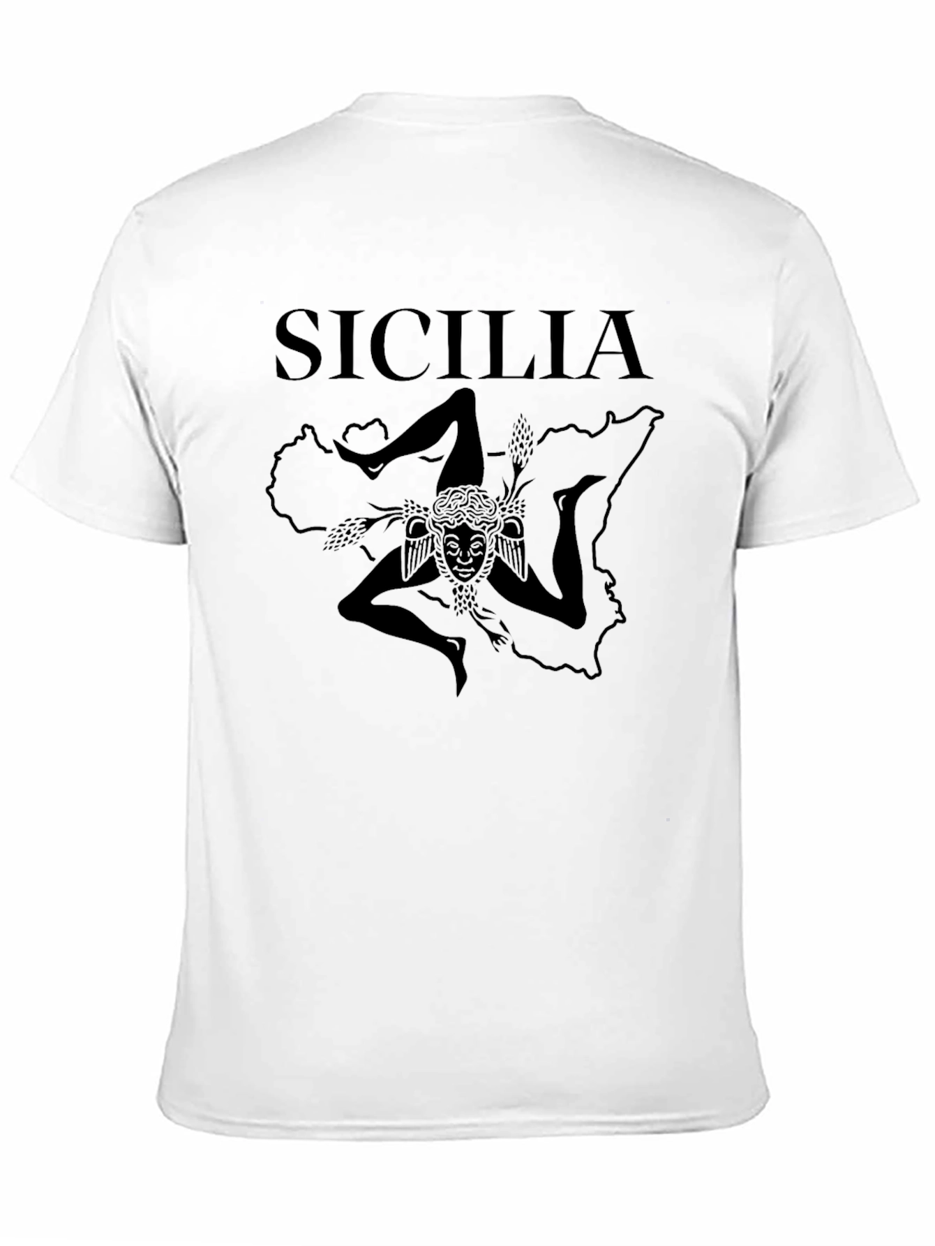 Sicilia T-Shirt Trinacria Symbol Black Tee