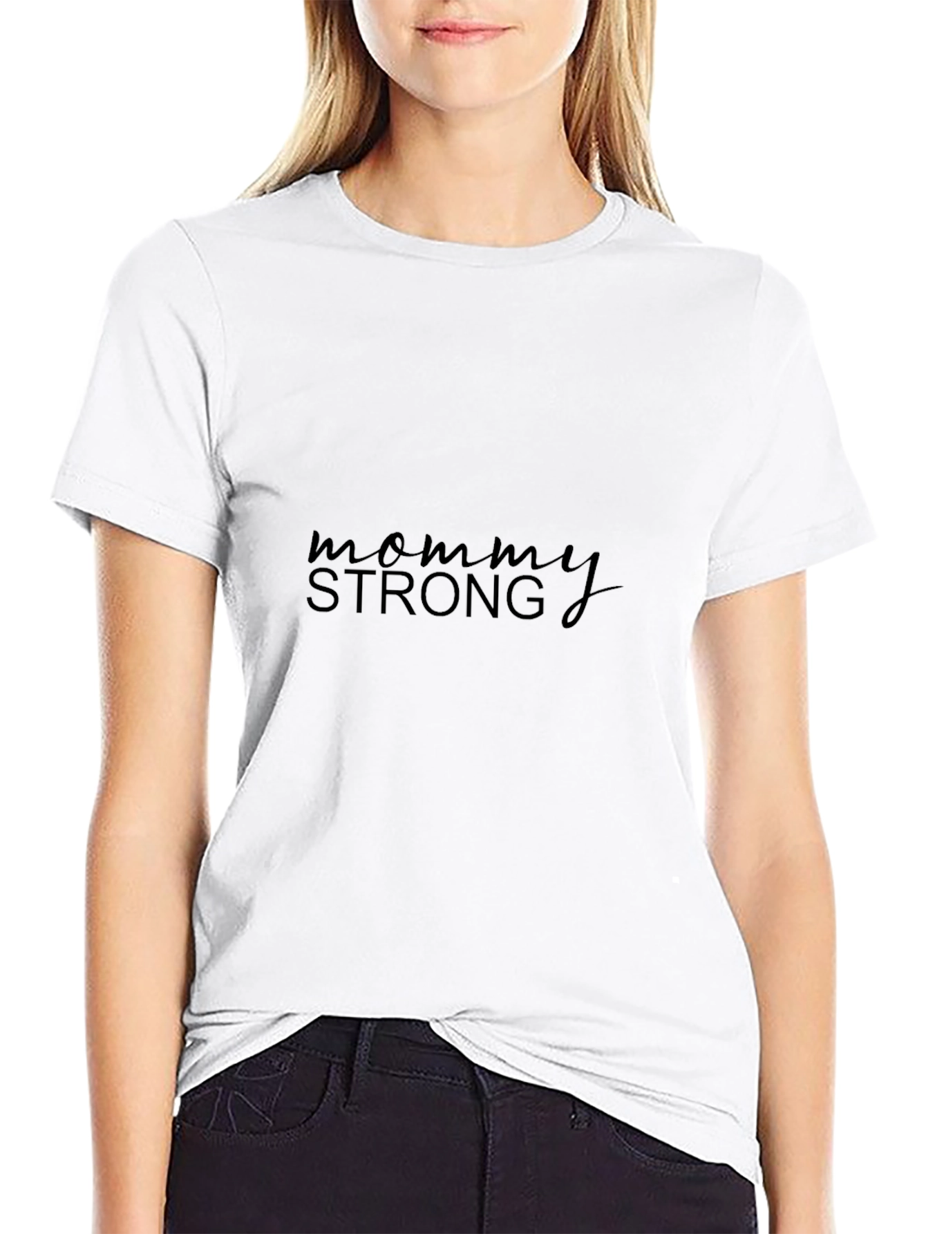 Mommy Strong Black Graphic Tee Casual Wear