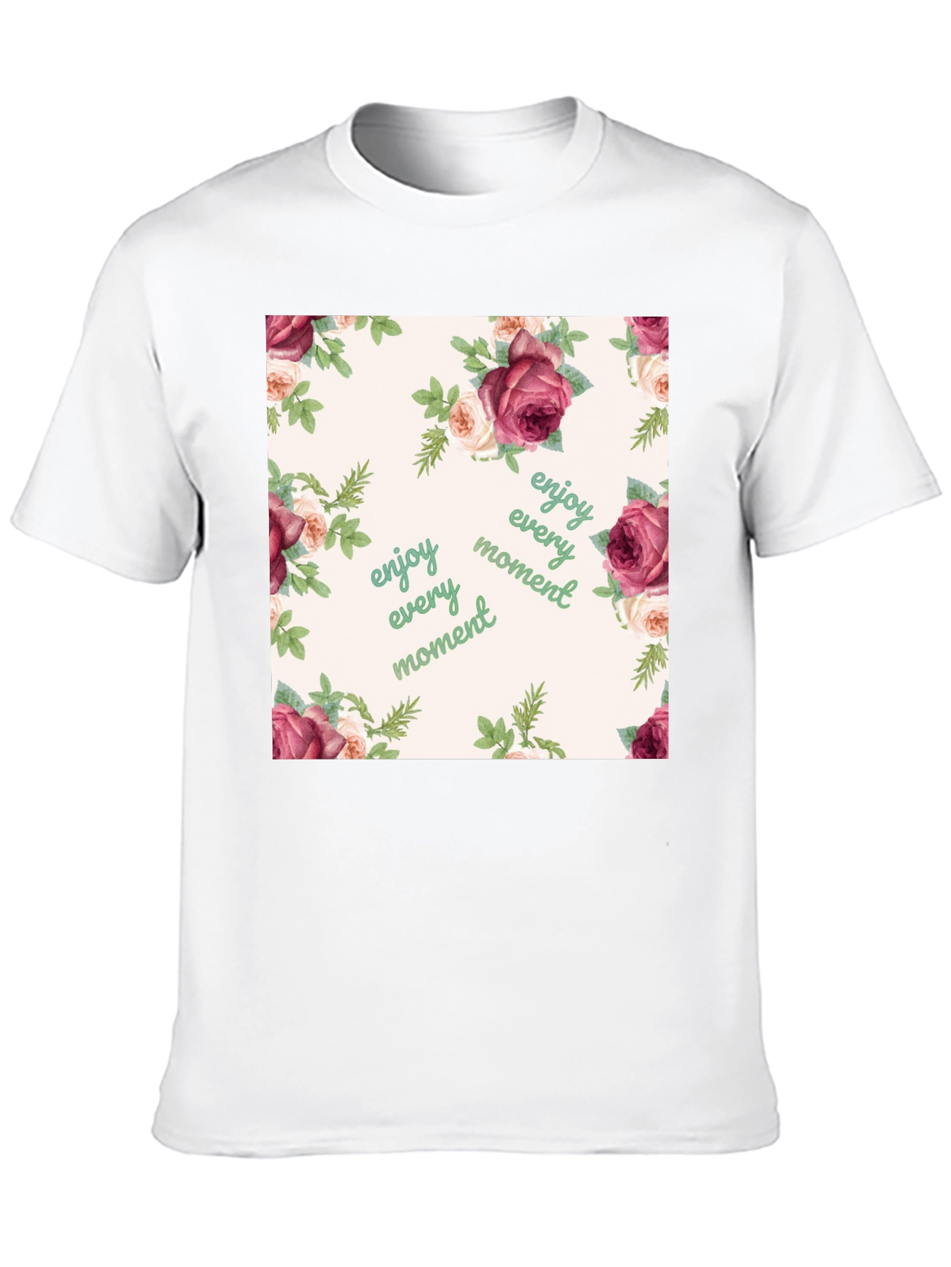 Floral Enjoy Every Moment Black T-Shirt