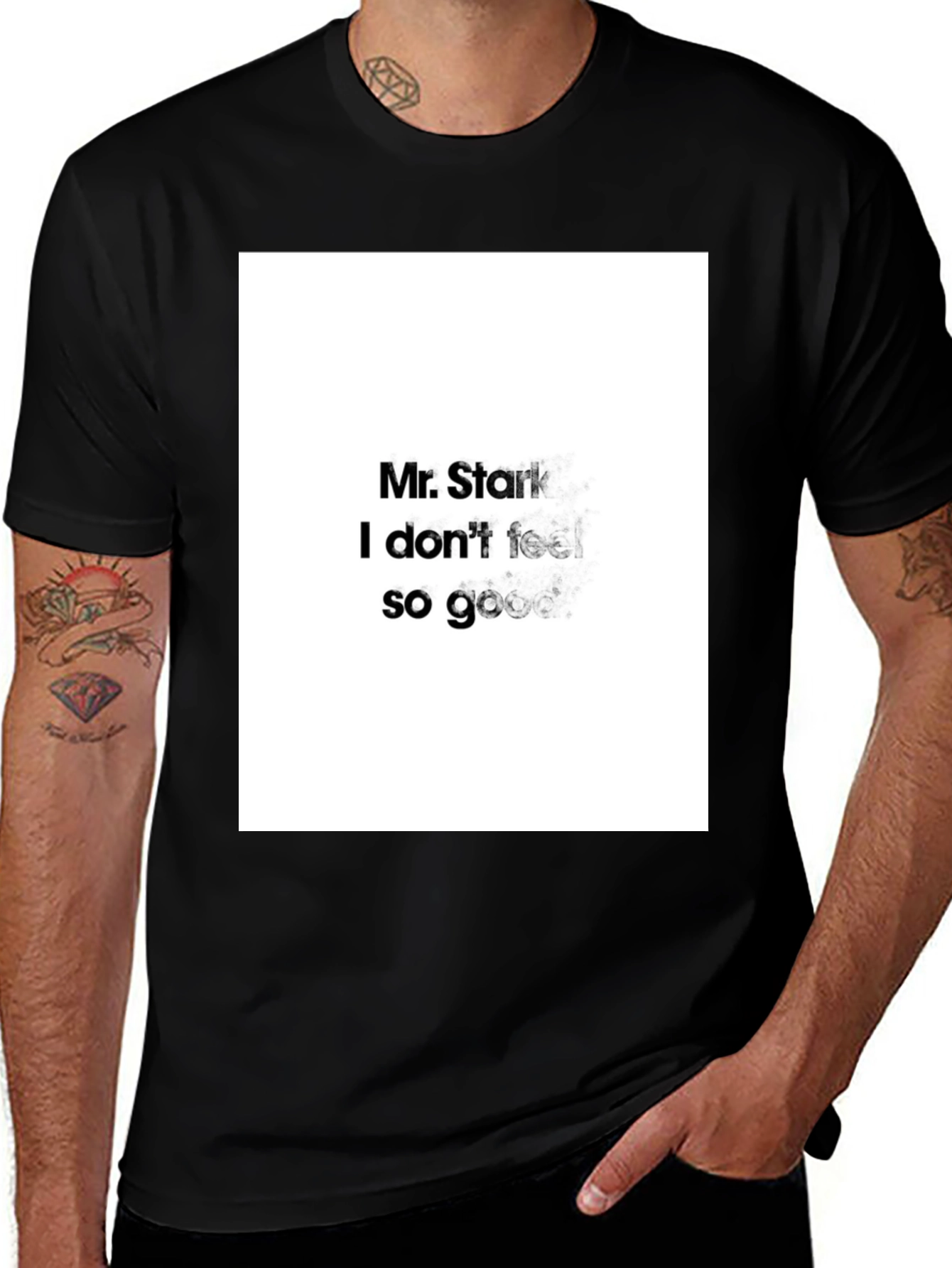 Mr. Stark I Dont Feel So Good Black T-Shirt