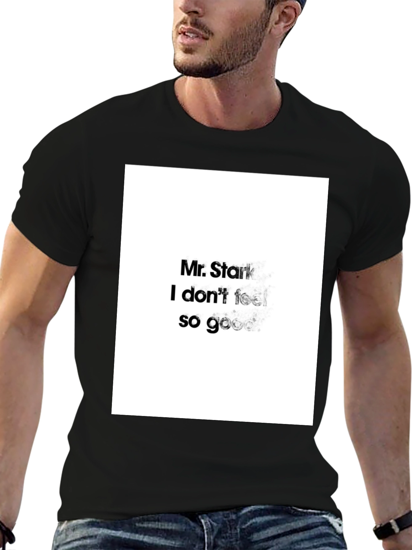 Mr. Stark I Dont Feel So Good Black T-Shirt