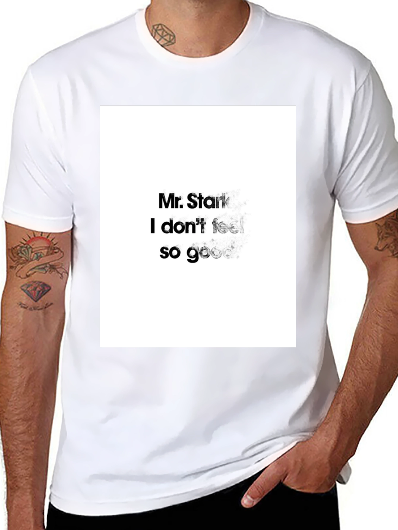 Mr. Stark I Dont Feel So Good Black T-Shirt